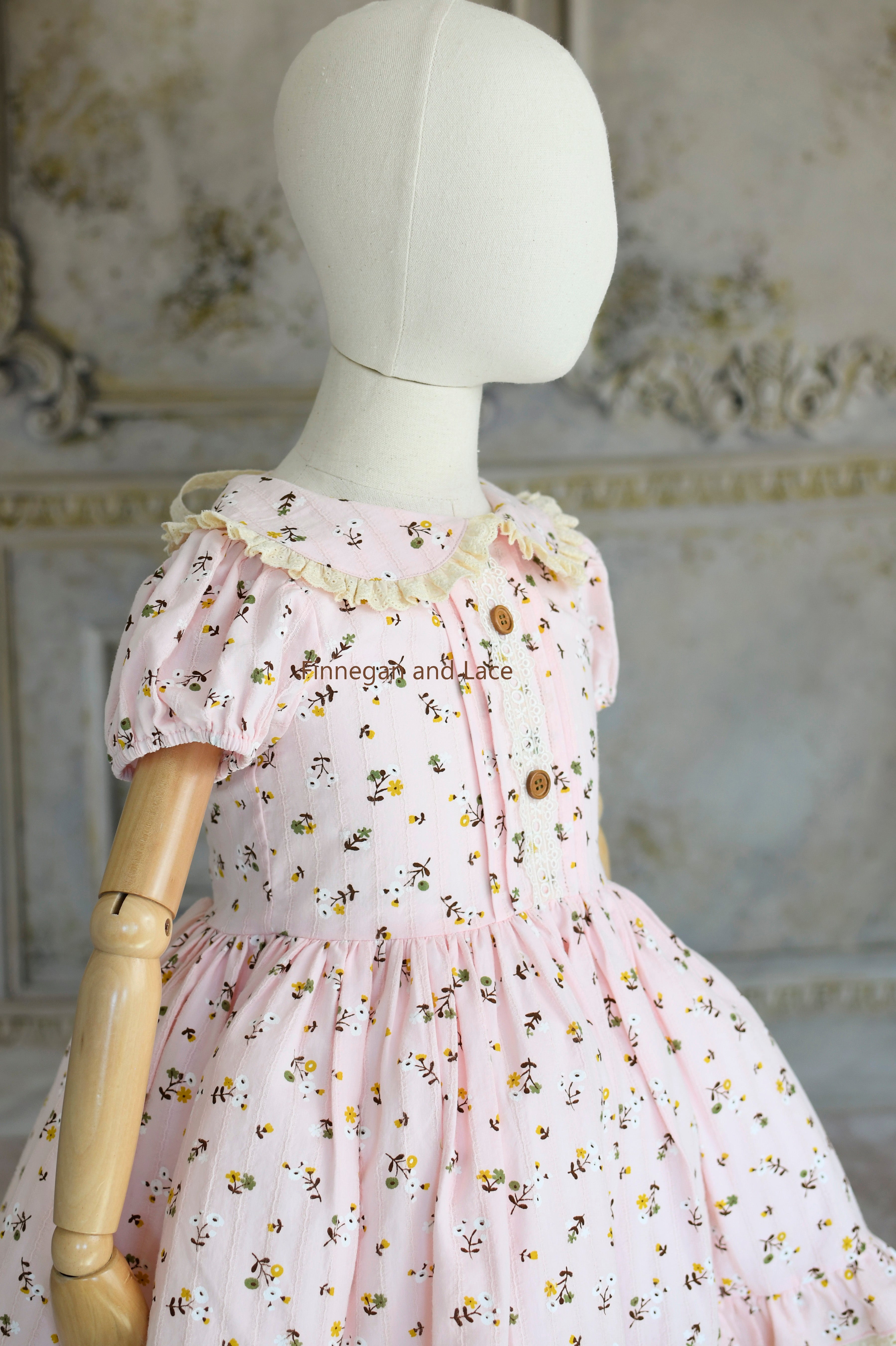 Garden Affair Vintage Inspired Dress -Set includes Dress, Bow, detachable apron