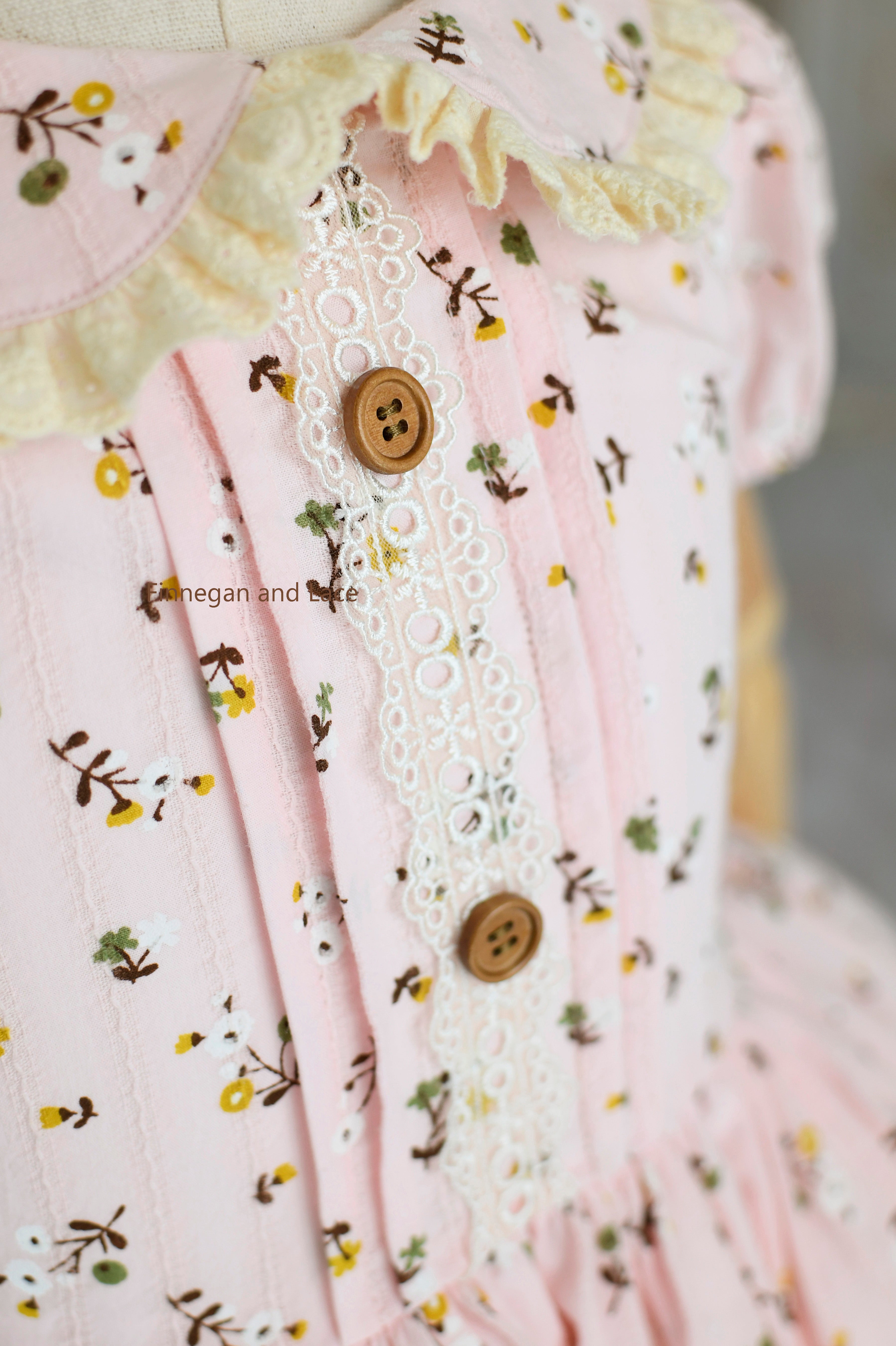 Garden Affair Vintage Inspired Dress -Set includes Dress, Bow, detachable apron