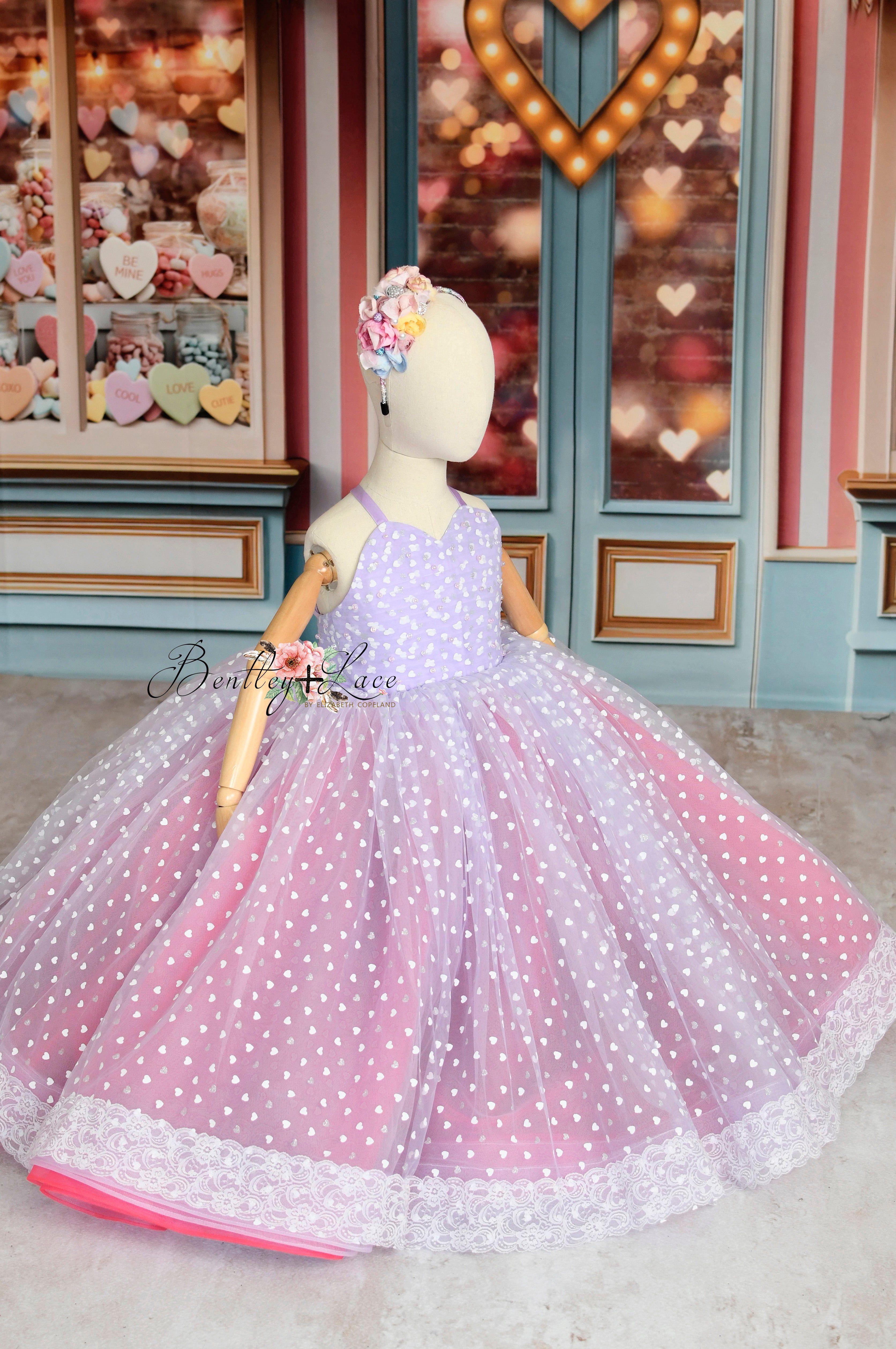Sweet Talk - Purple Hearts- Floor length dress (4 Year - 5 Year)