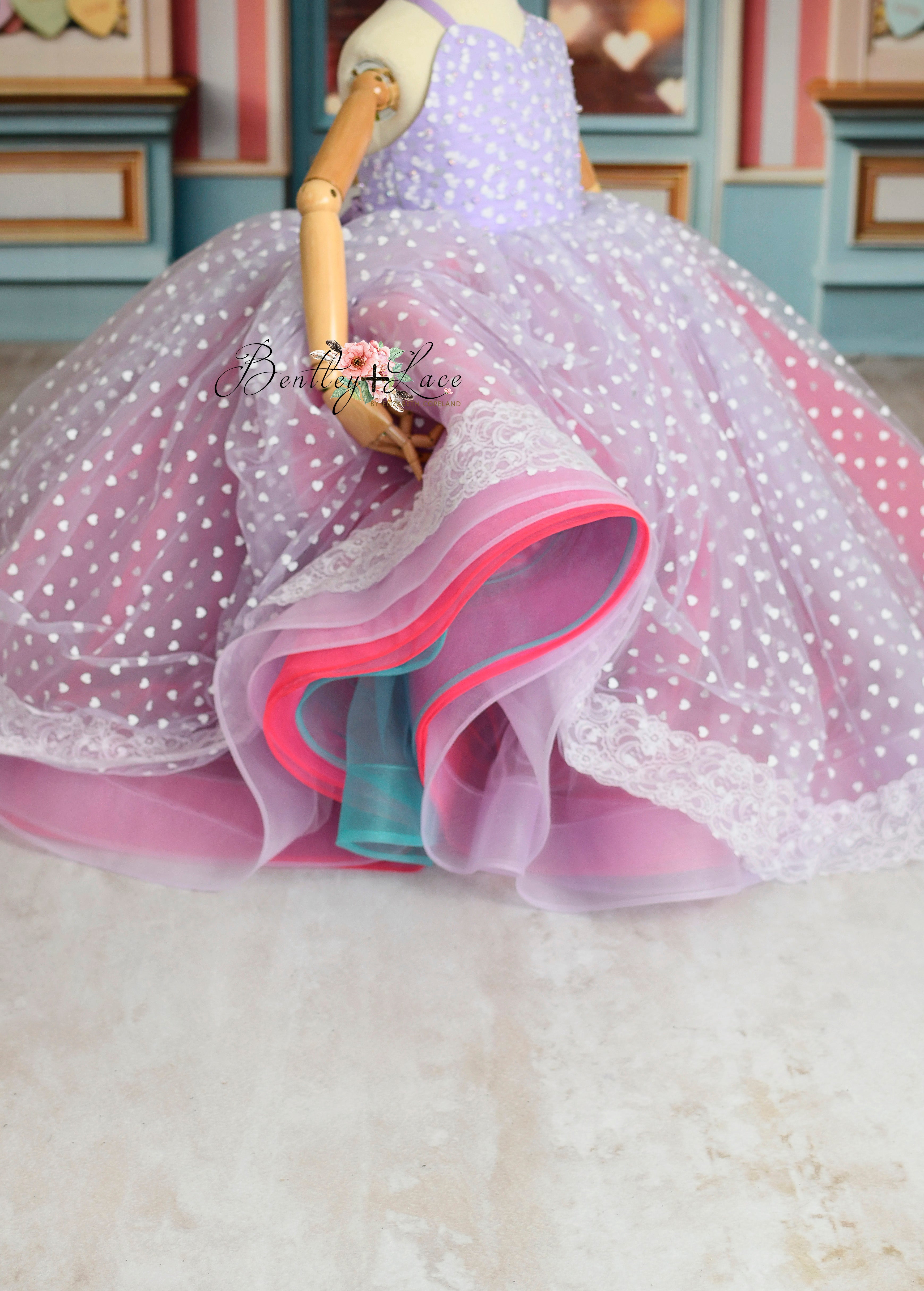 Sweet Talk - Purple Hearts- Floor length dress (4 Year - 5 Year)