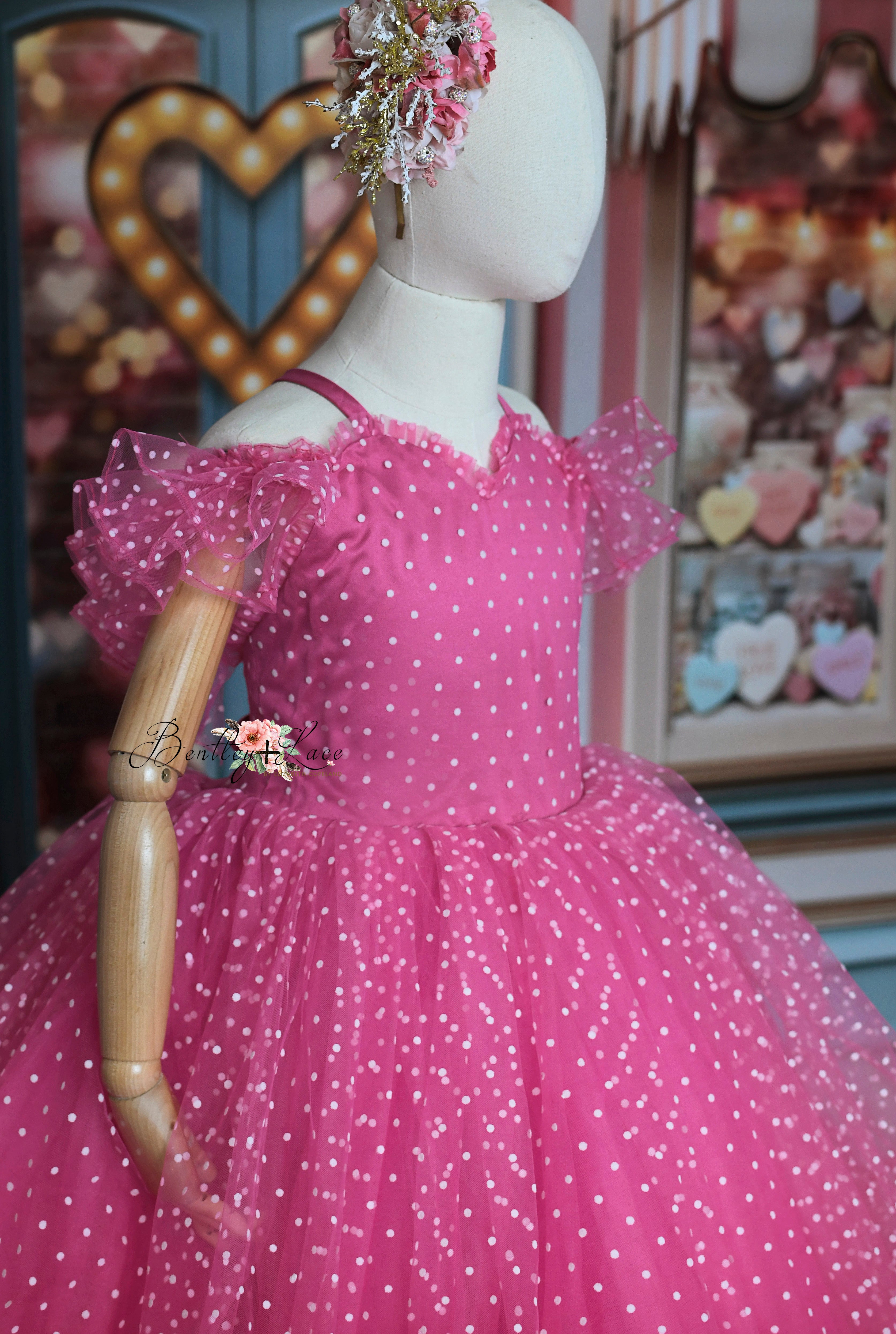Swish Dots Couture Gown -pink- Floor length dress (12 Year - 14 Year)