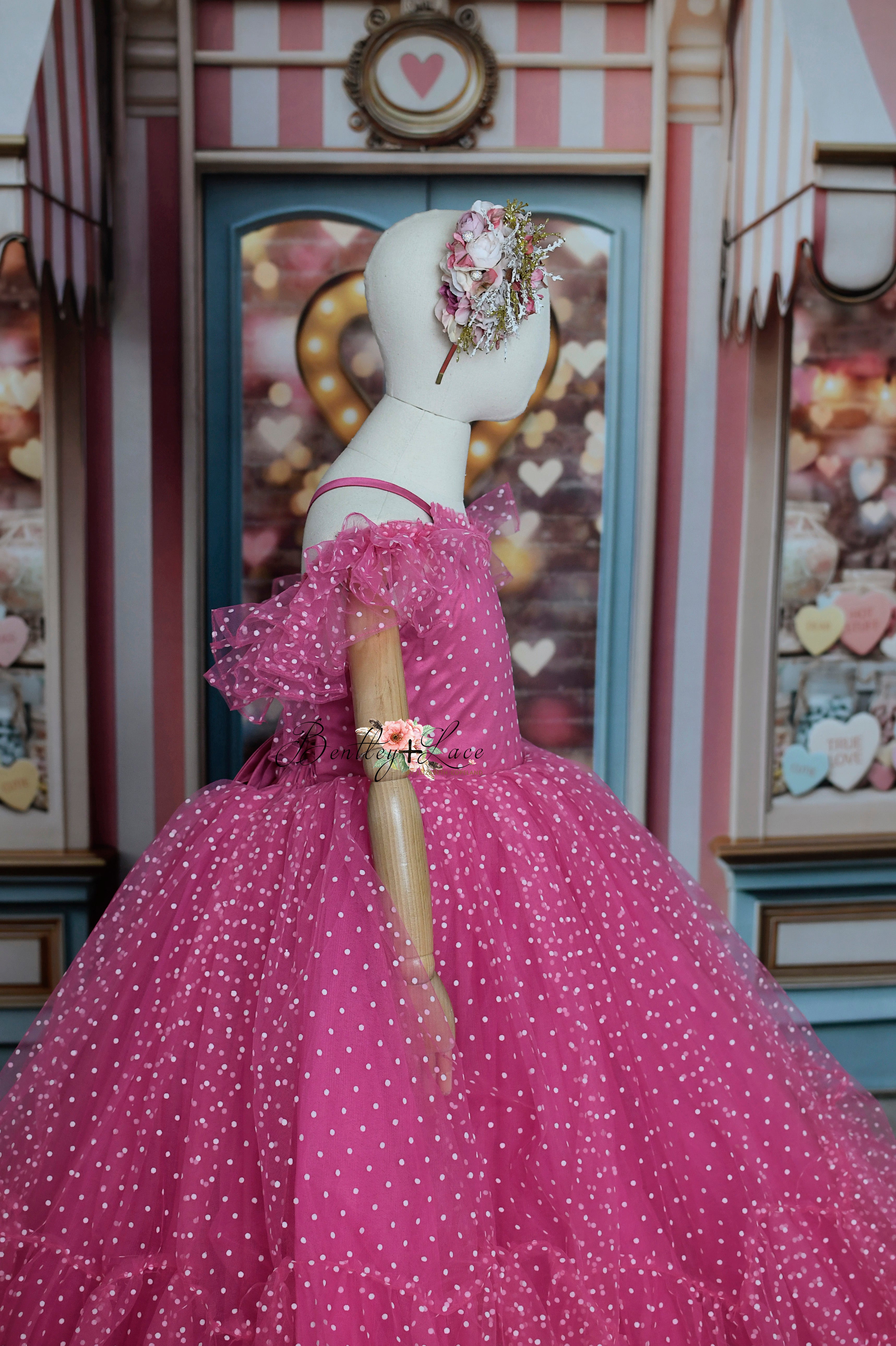 Swish Dots Couture Gown -pink- Floor length dress (12 Year - 14 Year)