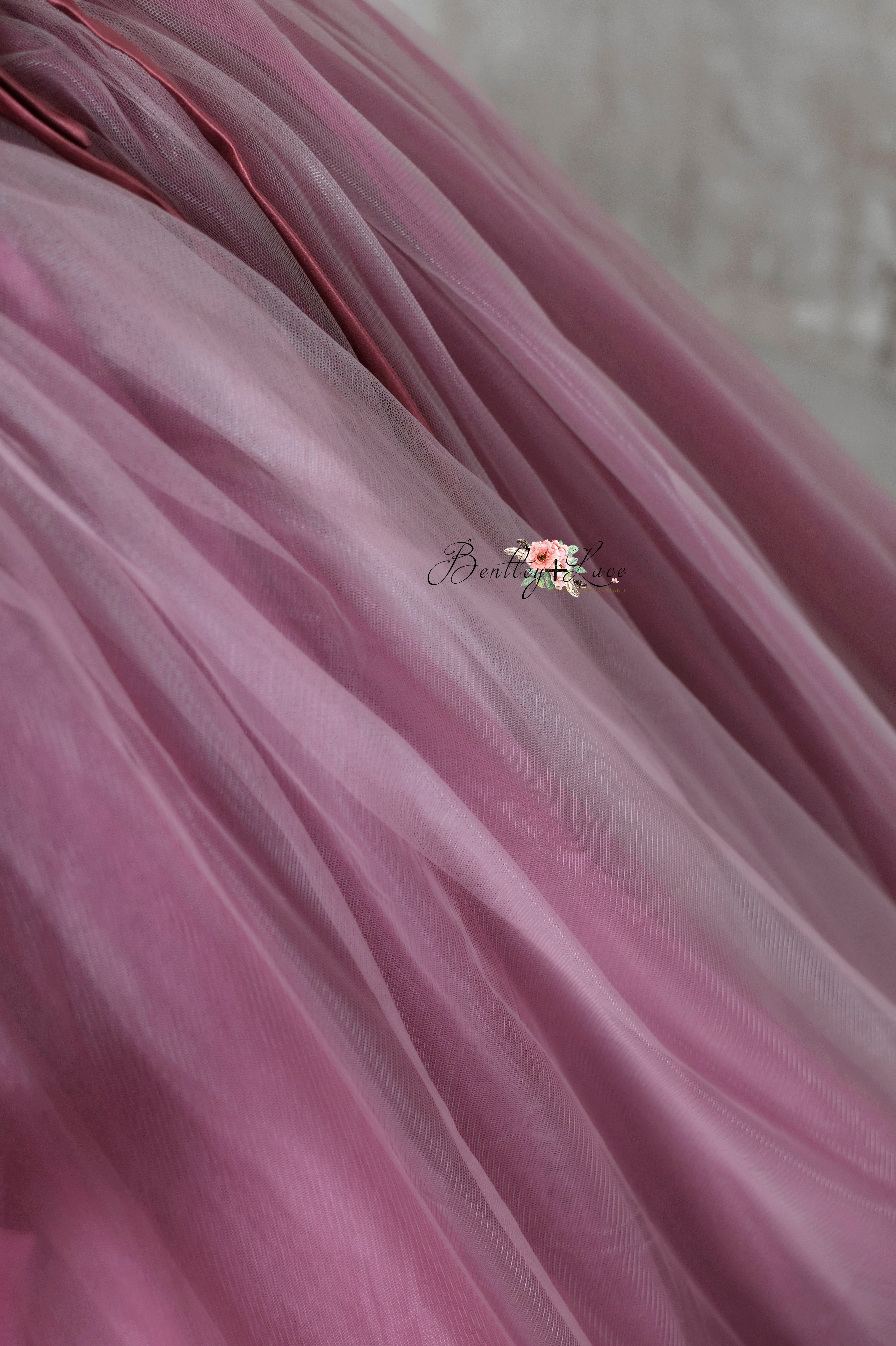 "Whispering Pink " - Floor Length Gown+detach lace sleeves - (8 - 11 YEAR)