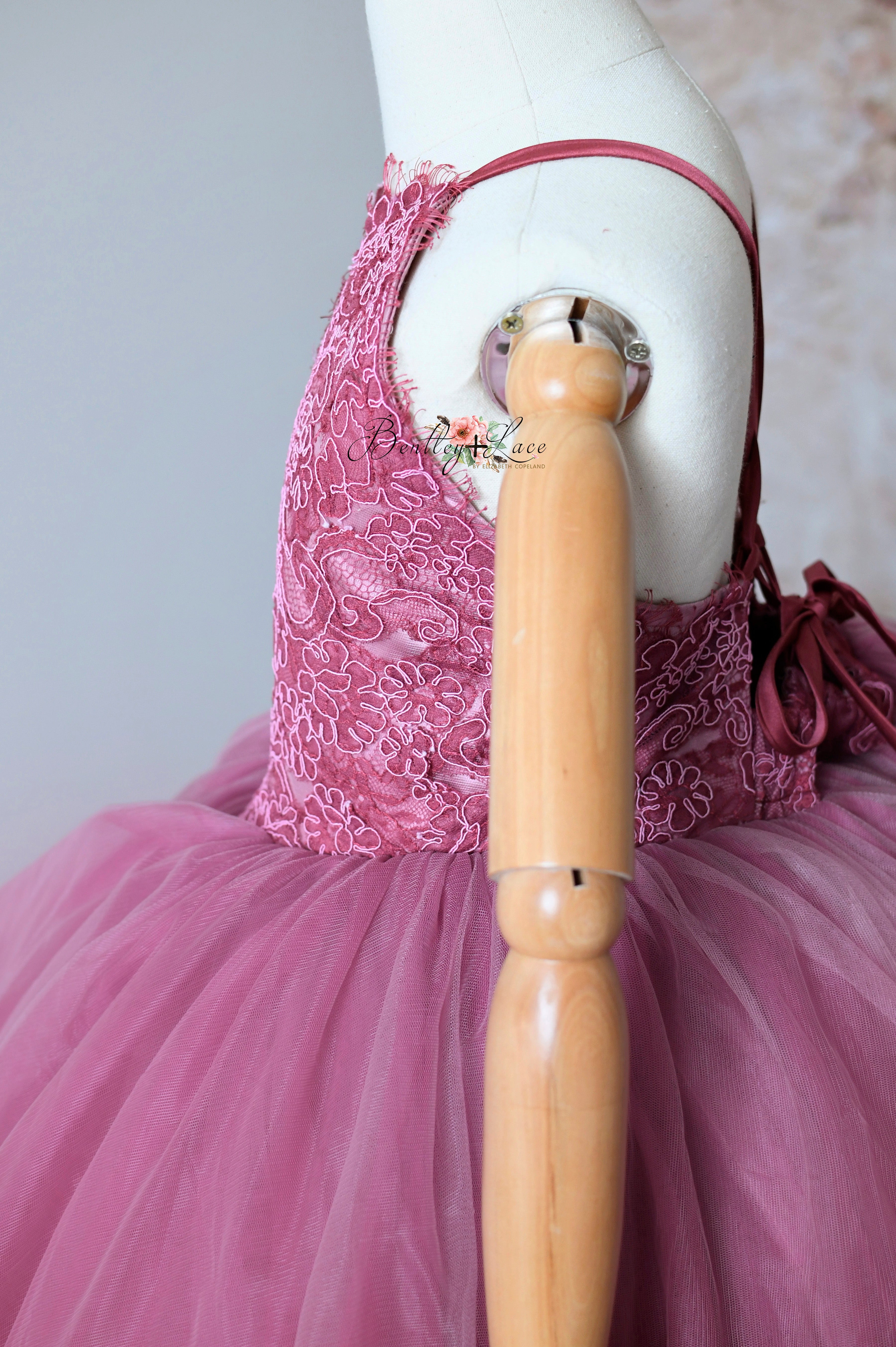 "Whispering Pink " - Floor Length Gown+detach lace sleeves - (8 - 11 YEAR)