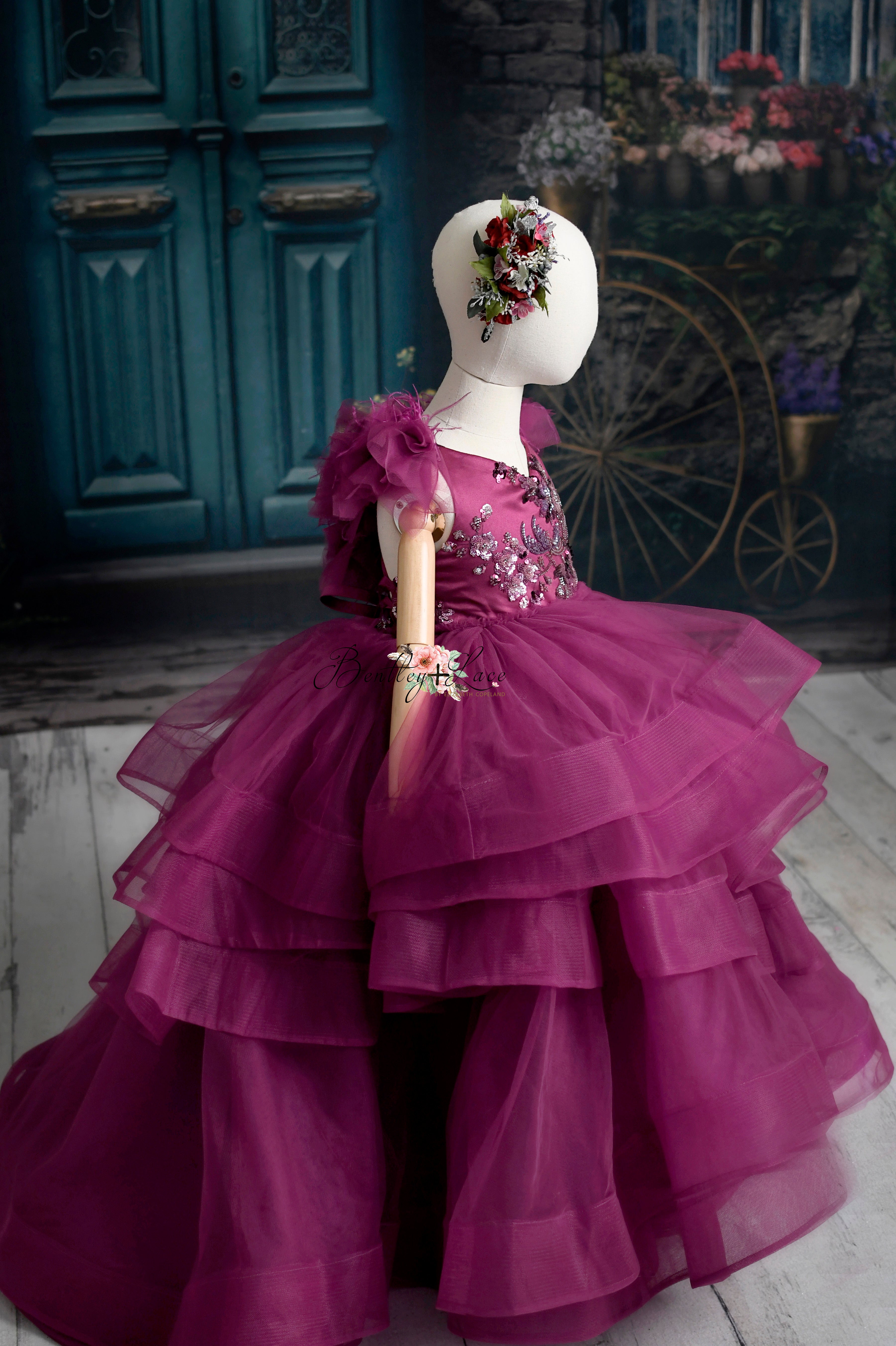 "Dazzling Merlot" -Toddler Floor Length Gown - (3-5 year)