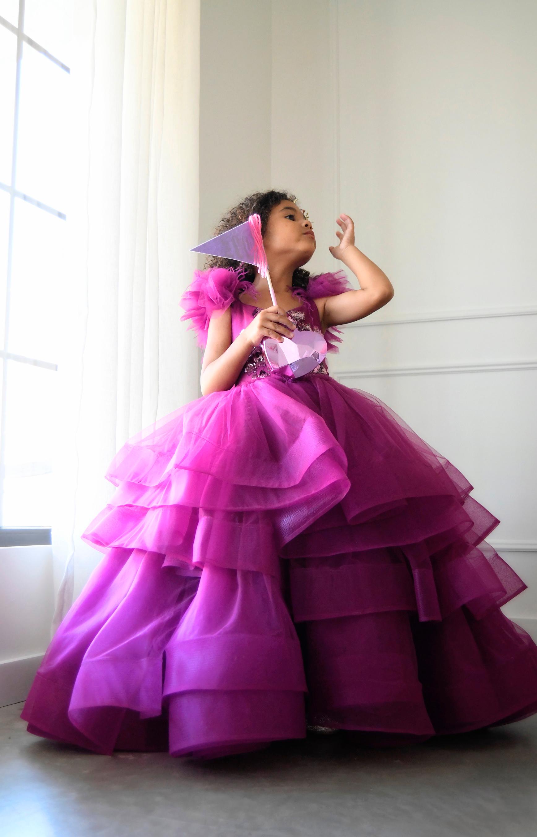 "Dazzling Merlot" -Toddler Floor Length Gown - (3-5 year)