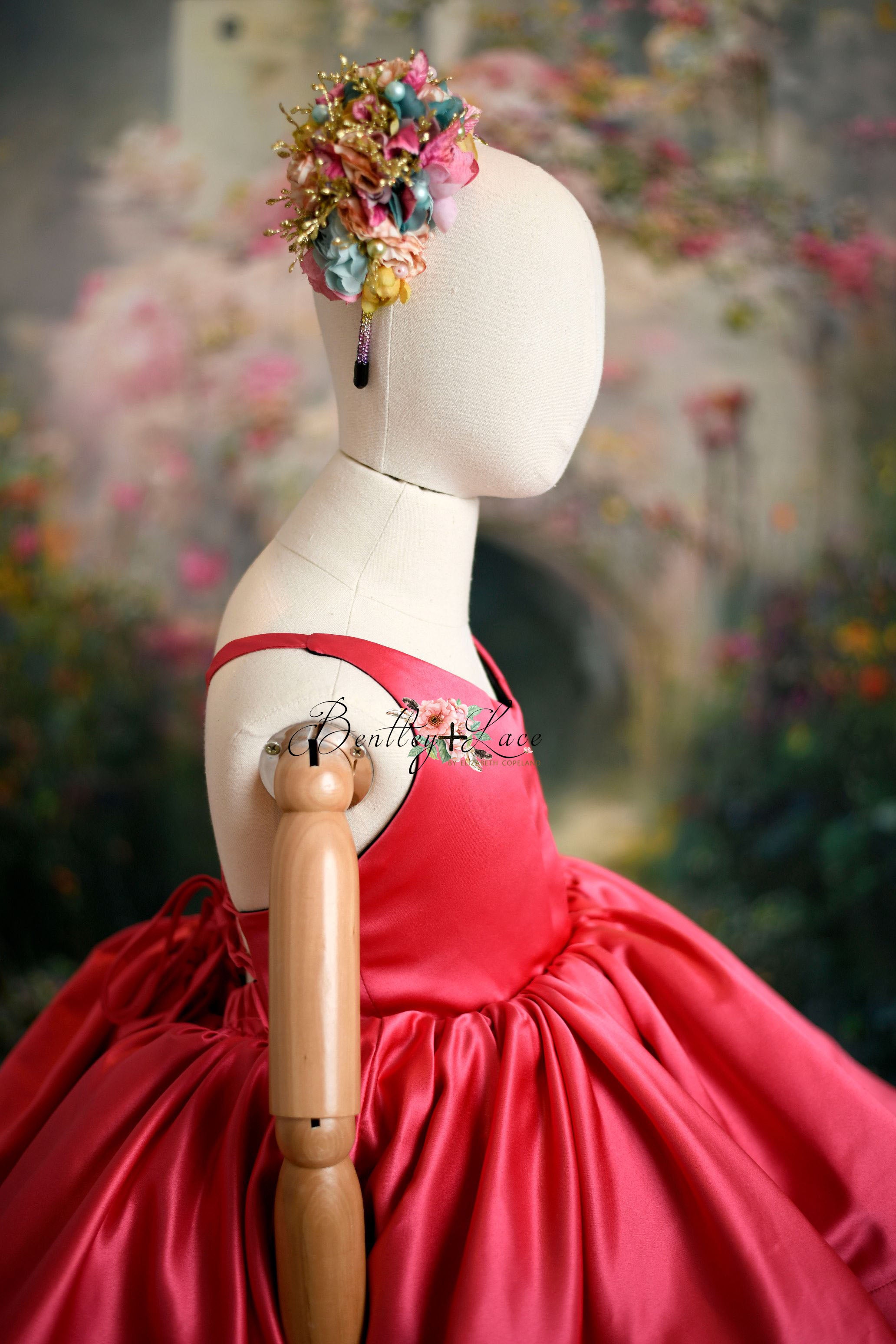 Reversible "Dolly" Pink/Black Petal Length Dress + Detach puff sleeves (5 year- 6 year)