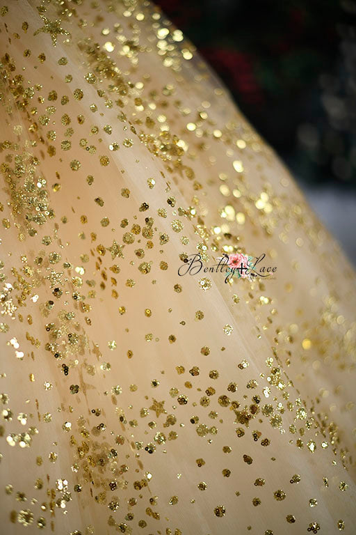 "Gold Shimmering Star" - Floor length ( 8 Year - Petite 9 Year)