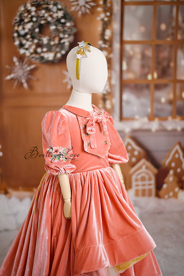 "Kimberly" - Velvet High Low Length Dress + Cape ( 7 Year - Petite 10 Year)