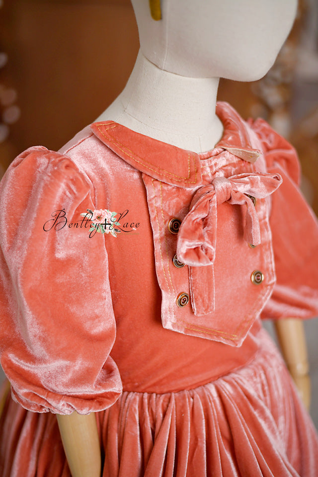 "Kimberly" - Velvet High Low Length Dress + Cape ( 7 Year - Petite 10 Year)