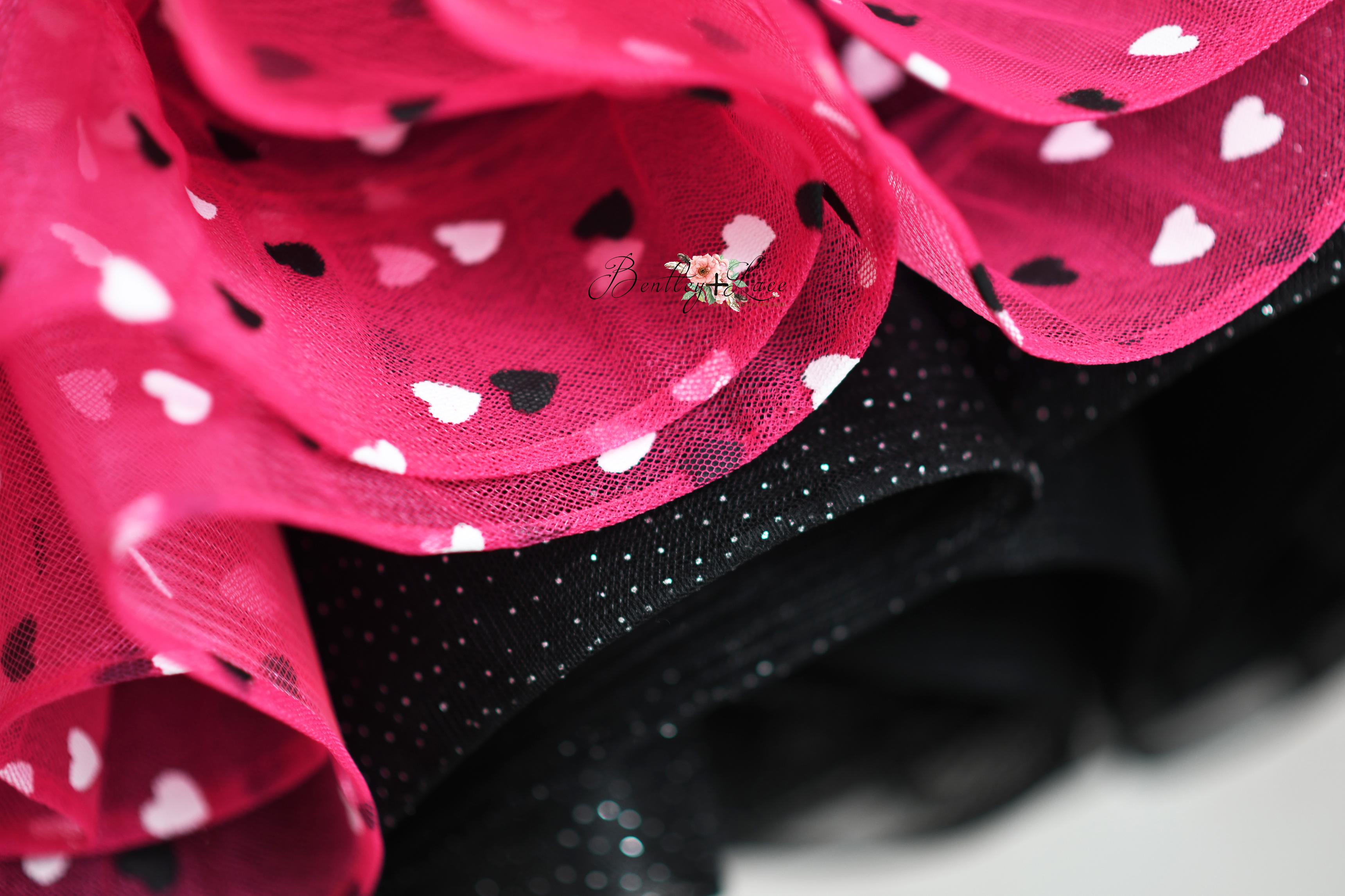 Sweet Talk-Black/Pink petal length dress (5 Year - 6 Year up to a petite 7 year)