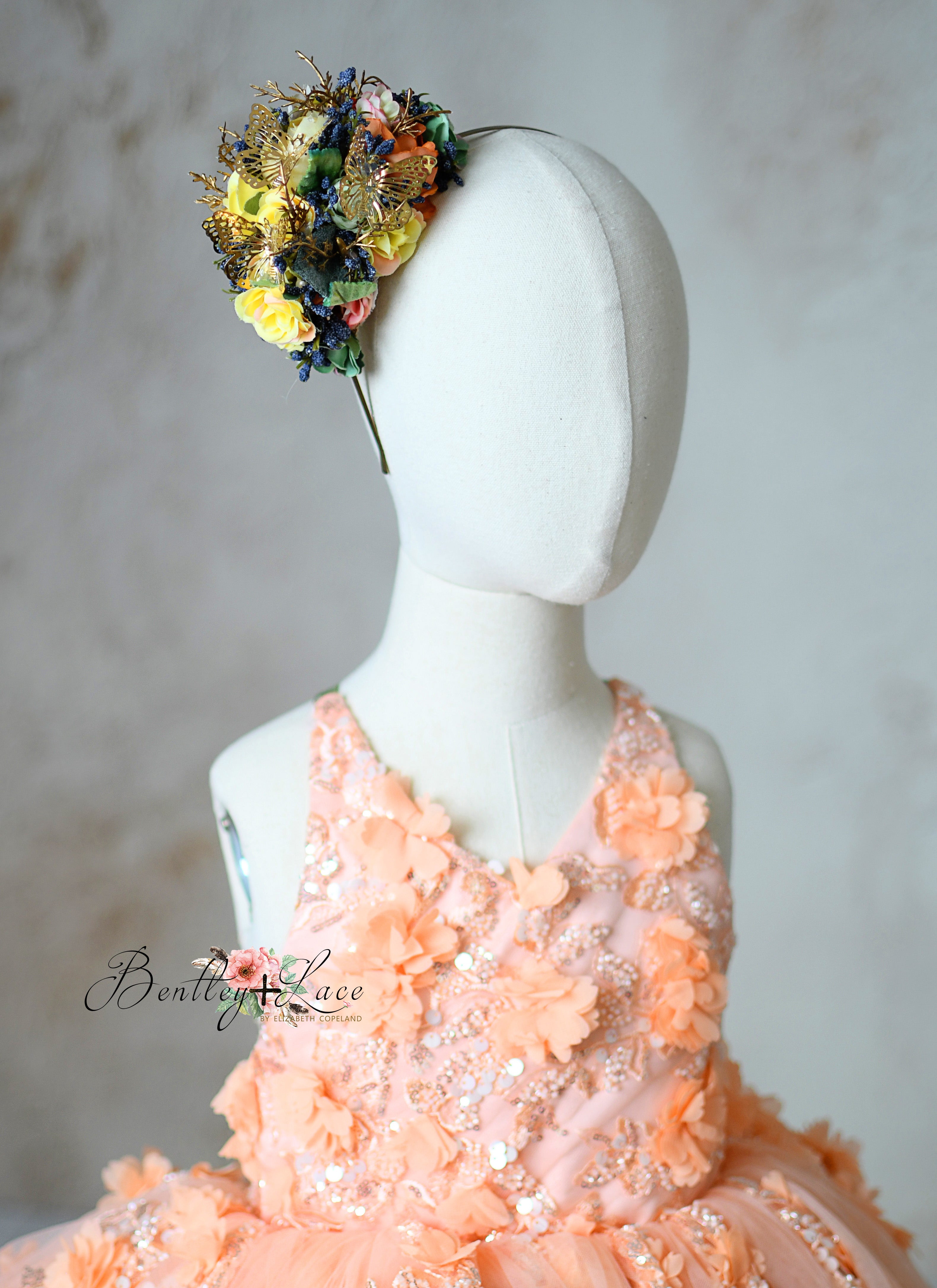 "Peach Blossom" Vintage Petal Length Dress ( 4 year- 5 year)