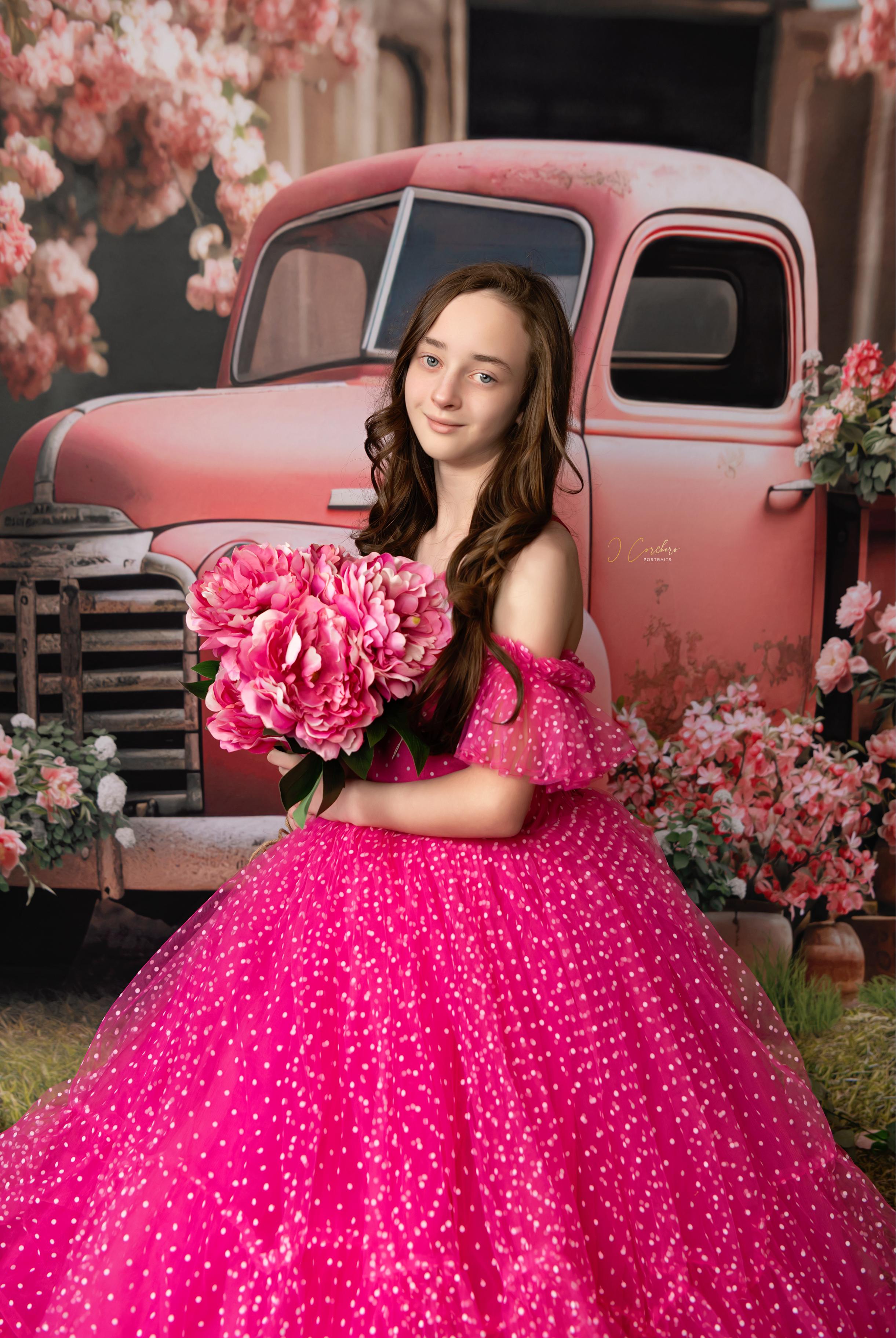 Swish Dots Couture Gown -pink- Floor length dress (12 Year - 14 Year)