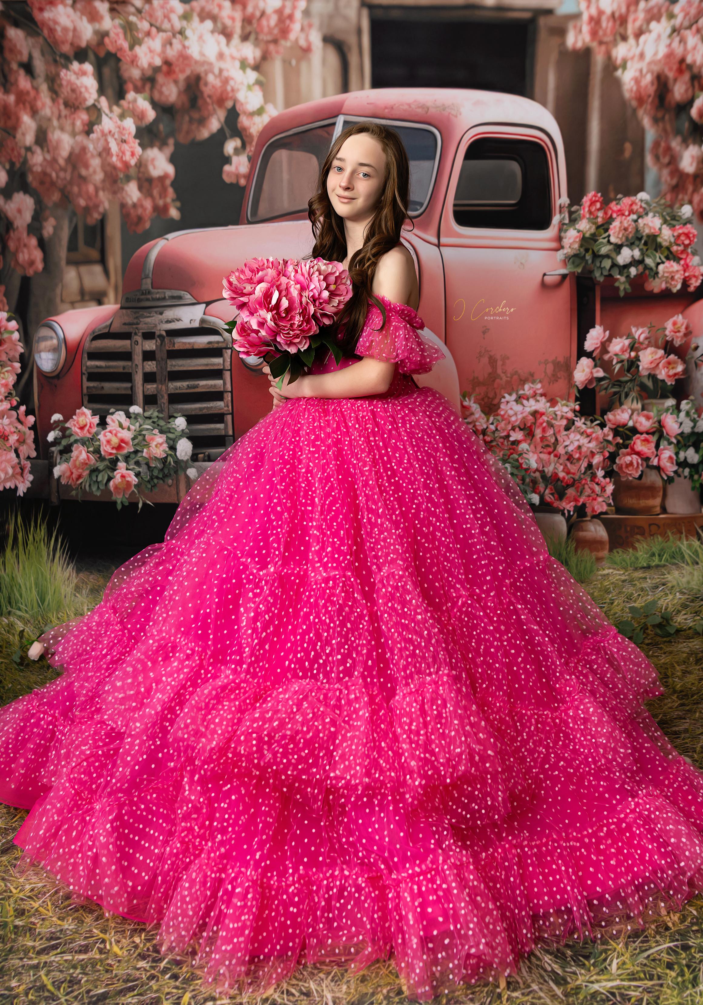Swish Dots Couture Gown -pink- Floor length dress (12 Year - 14 Year)