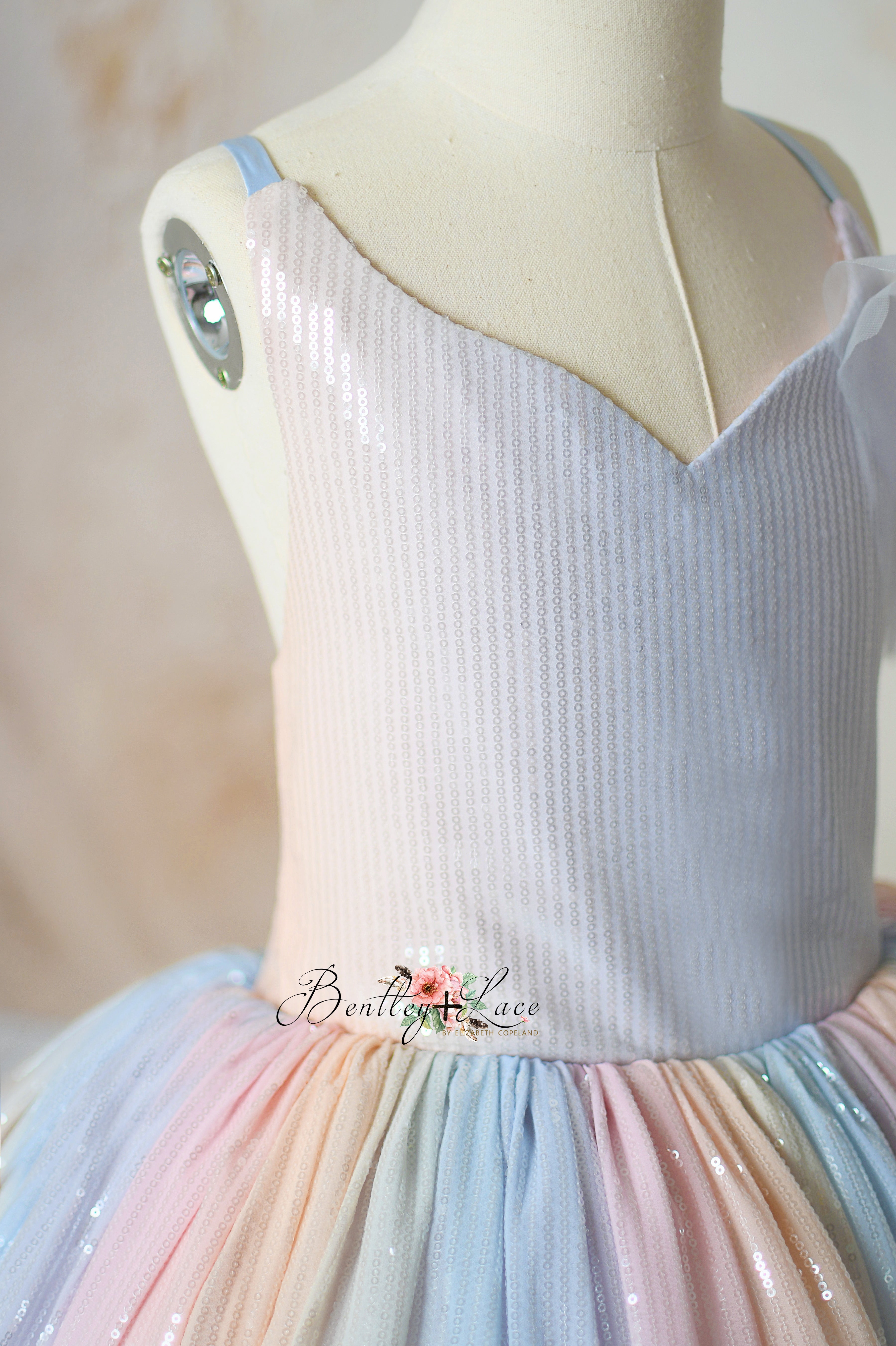 Close-up of bodice on the Aurora Gleam gown.