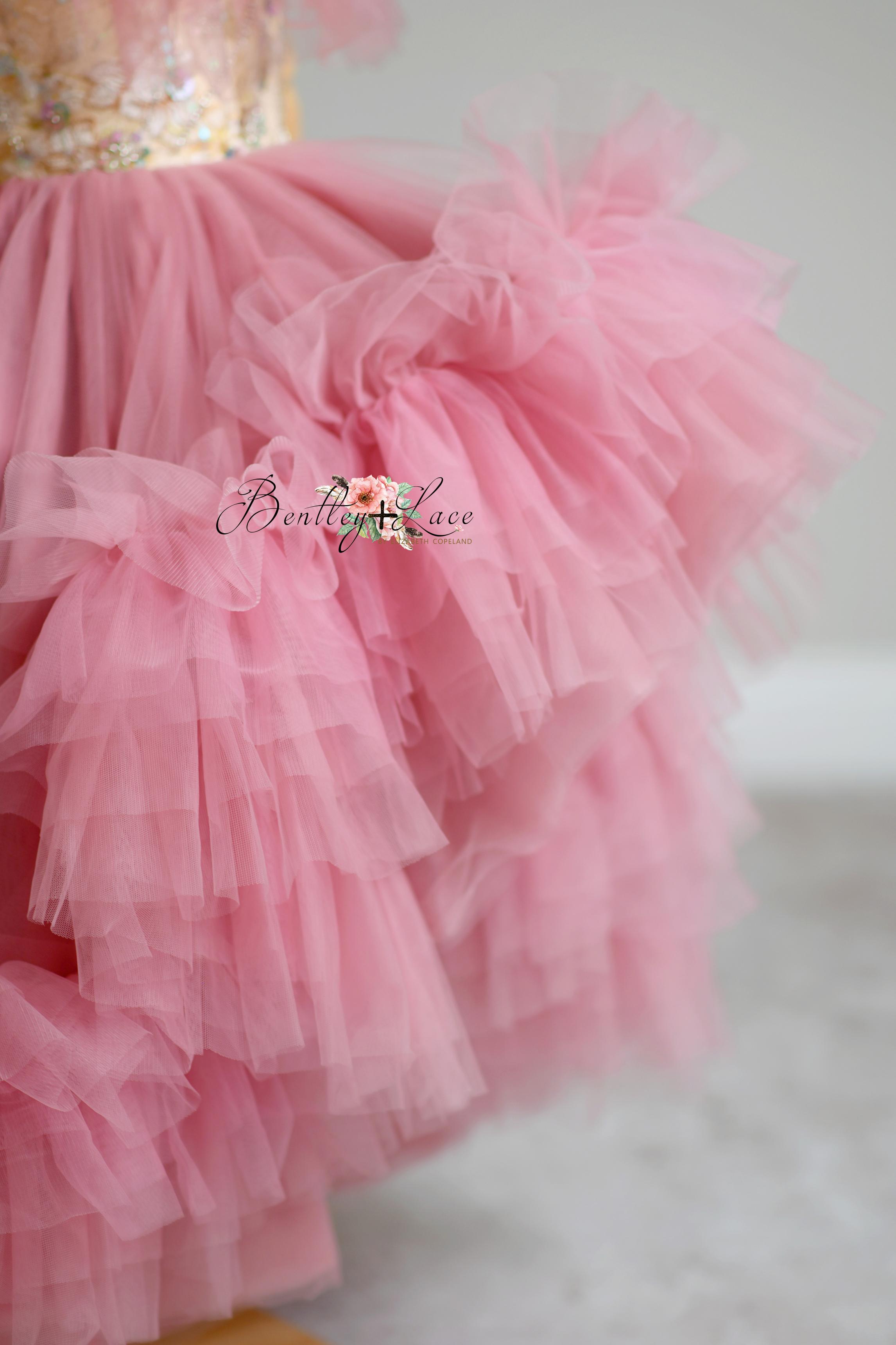 Rose Printemps - High Low gown+ wristlets (7 year- 9 year)