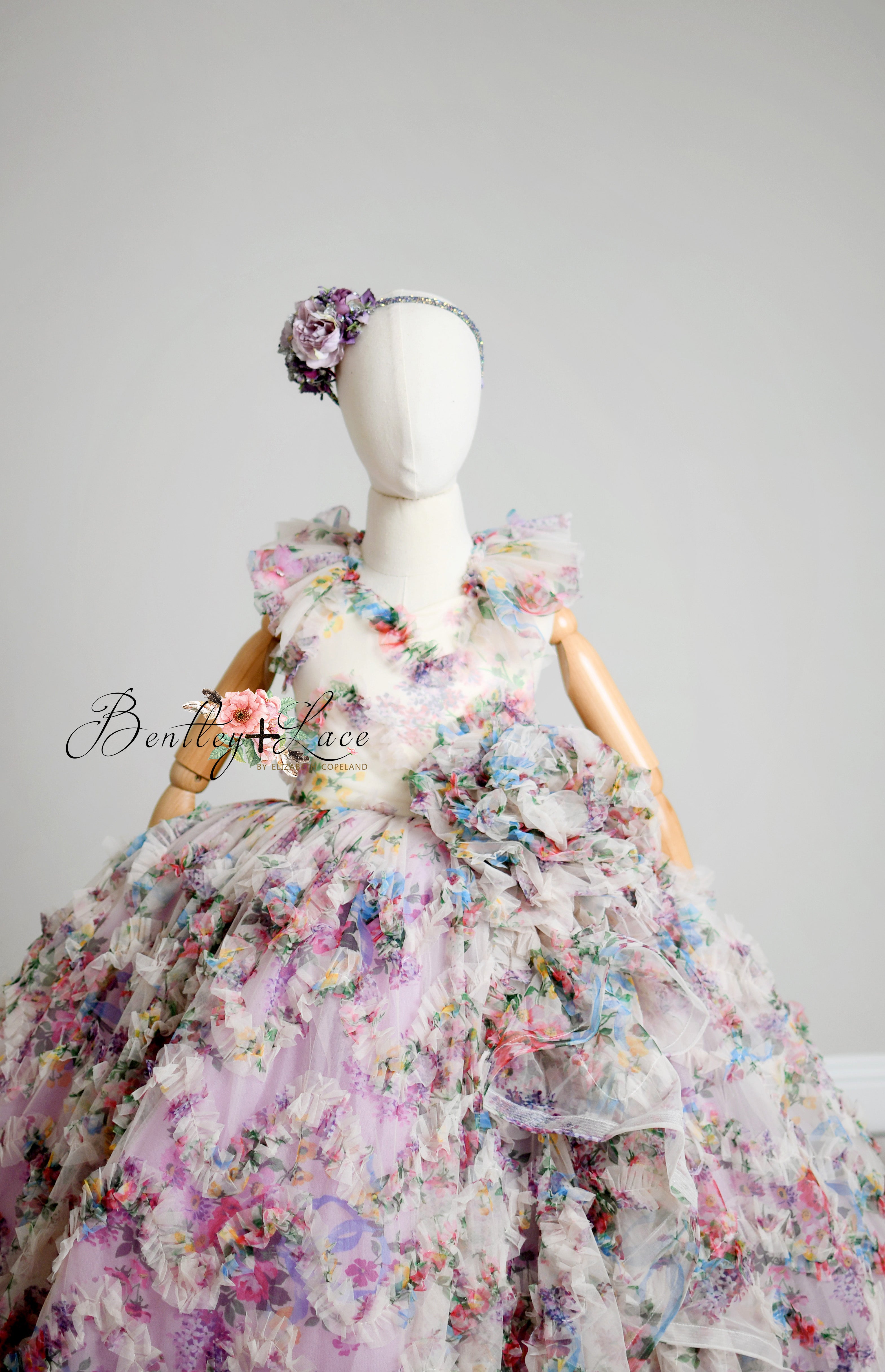 RETIRED RENTAL EUC EXCLUSIVE limited release gown - Meadow Bloom floor long gown (6 year- 8 year)