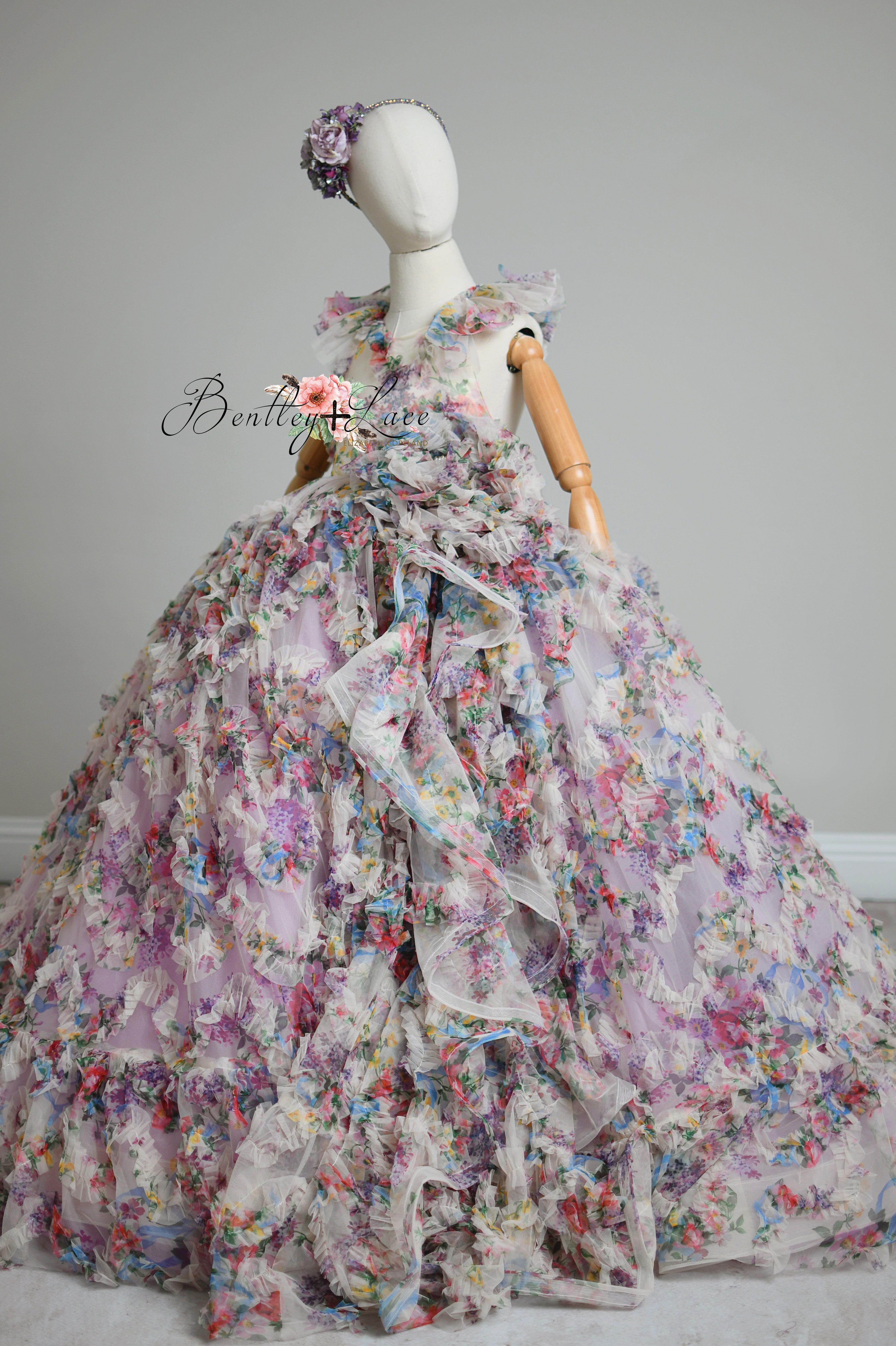 RETIRED RENTAL EUC EXCLUSIVE limited release gown - Meadow Bloom floor long gown (6 year- 8 year)