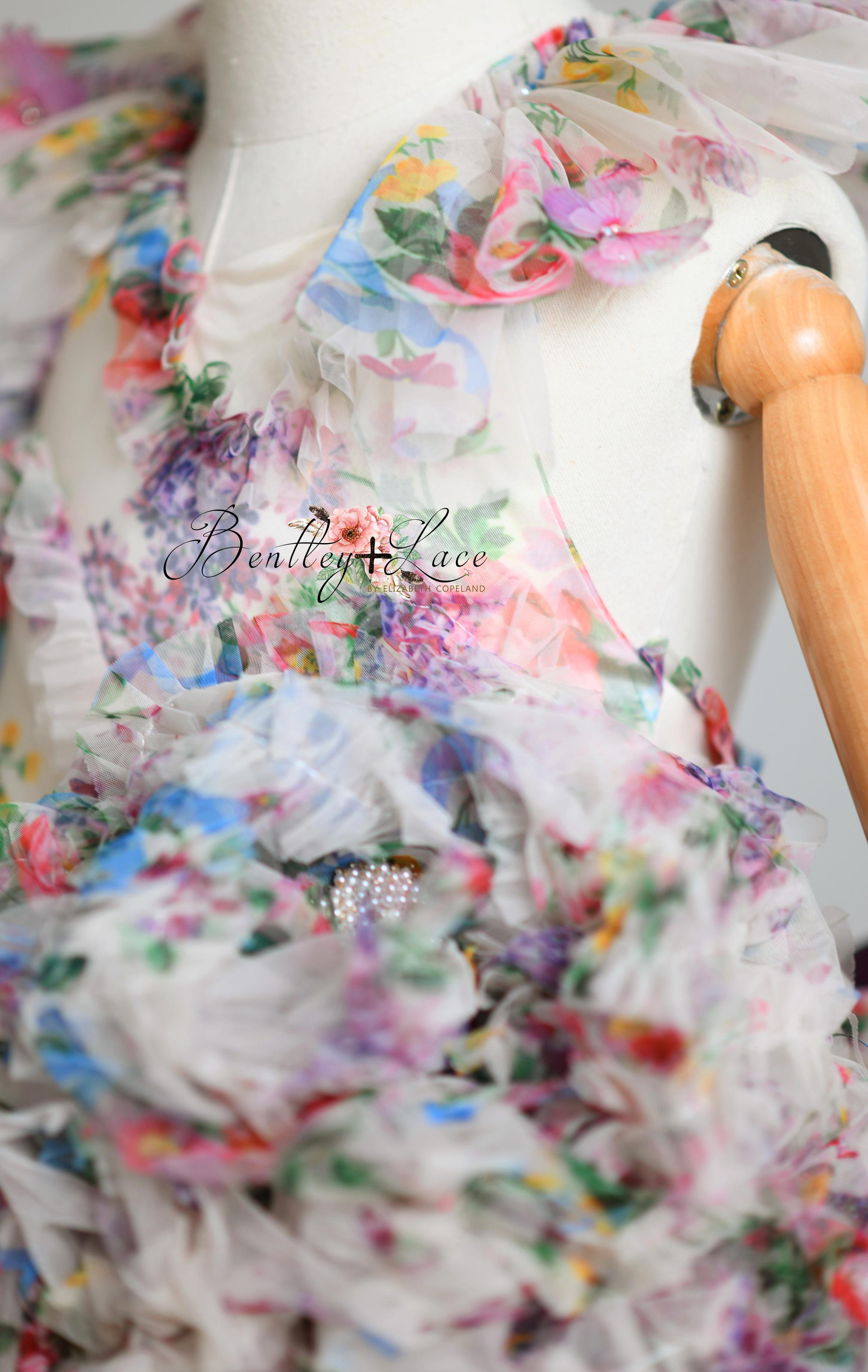 RETIRED RENTAL EUC EXCLUSIVE limited release gown - Meadow Bloom floor long gown (6 year- 8 year)