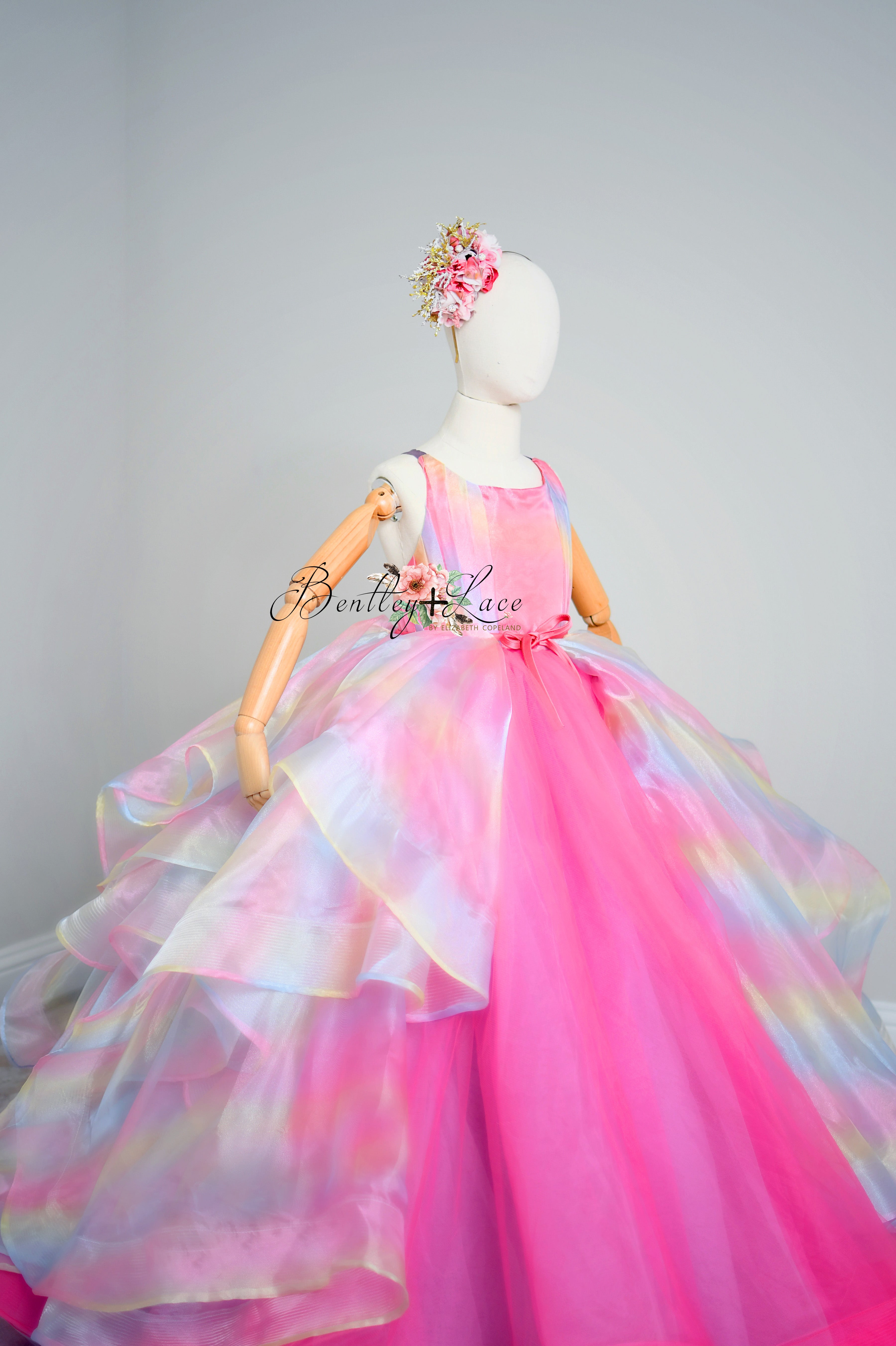 "Prism Dream" Floor-Length Gown with Detachable Skirt | Editorial Couture Dress for Special Occasions