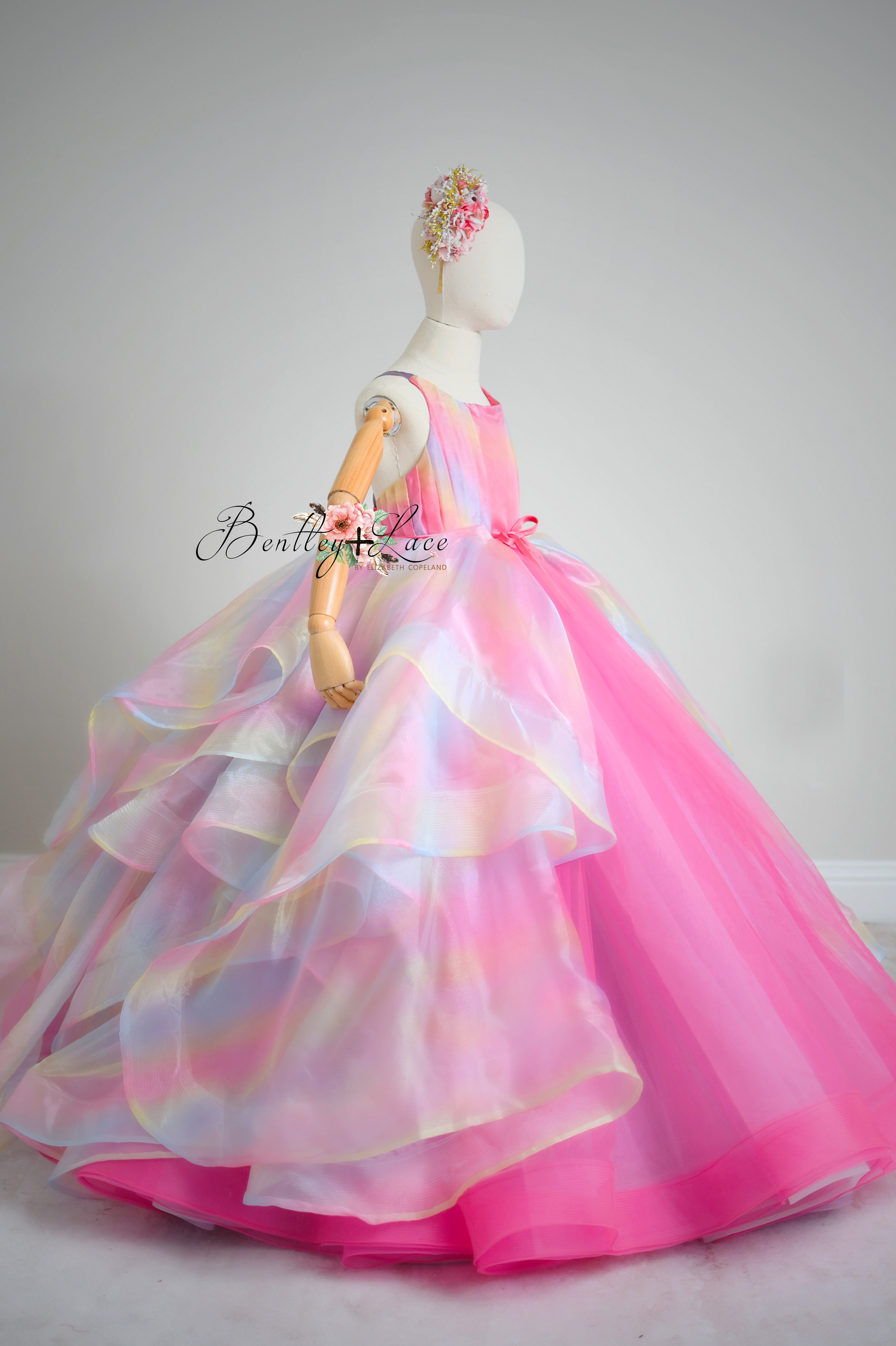 "Prism Dream" Floor-Length Gown with Detachable Skirt | Editorial Couture Dress for Special Occasions