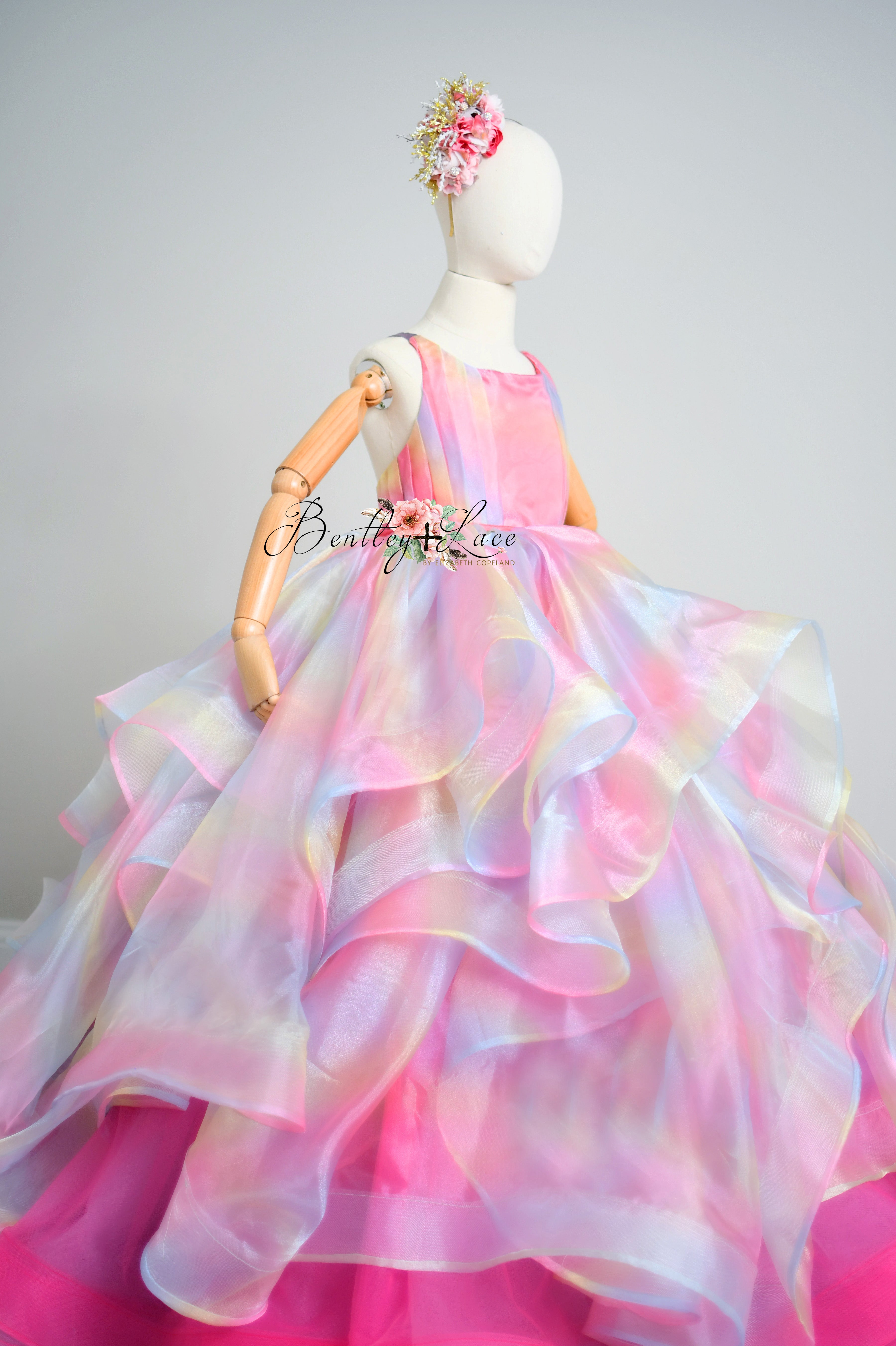 "Prism Dream" Floor-Length Gown with Detachable Skirt | Editorial Couture Dress for Special Occasions