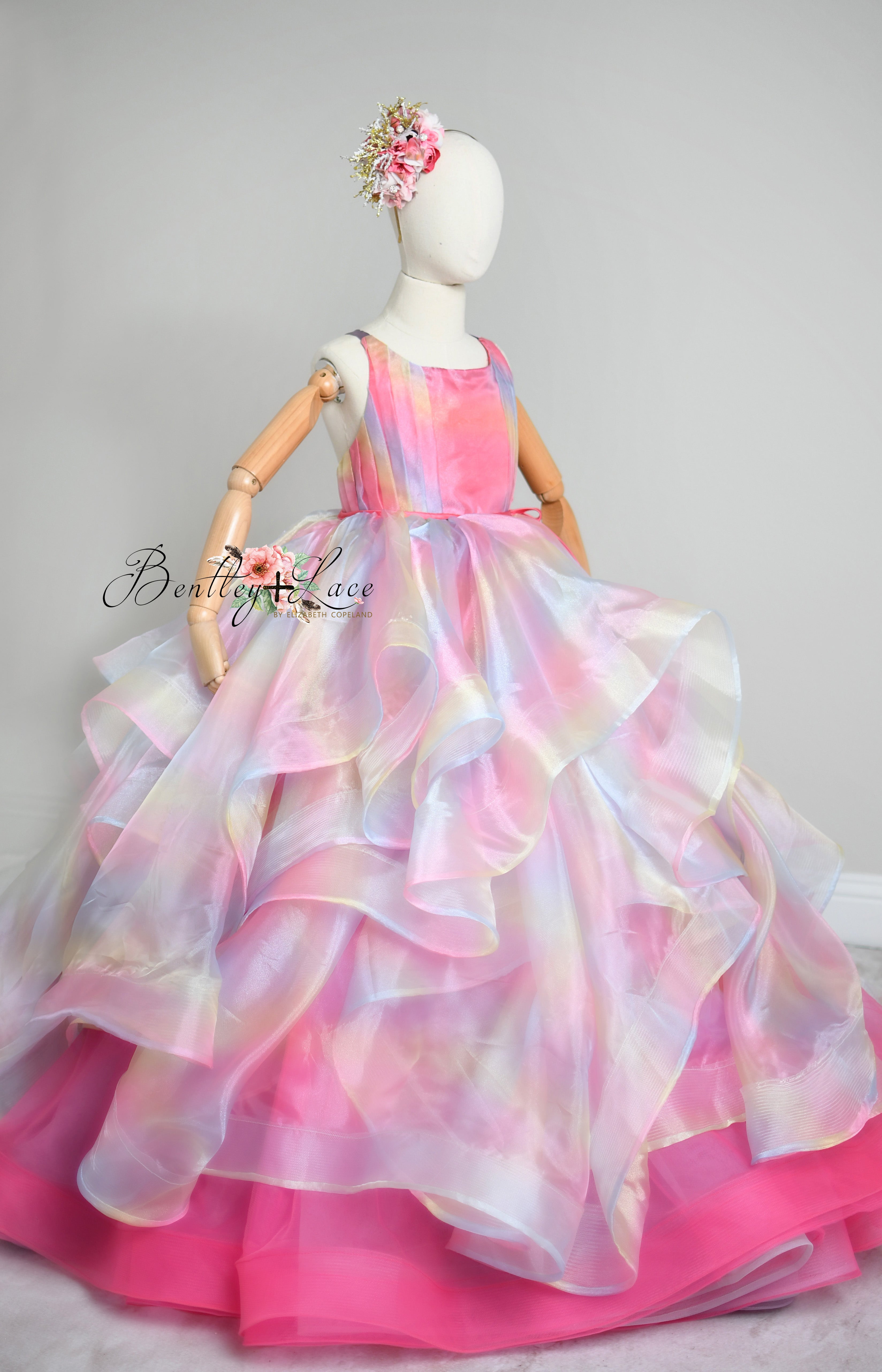 "Prism Dream" Floor-Length Gown with Detachable Skirt | Editorial Couture Dress for Special Occasions