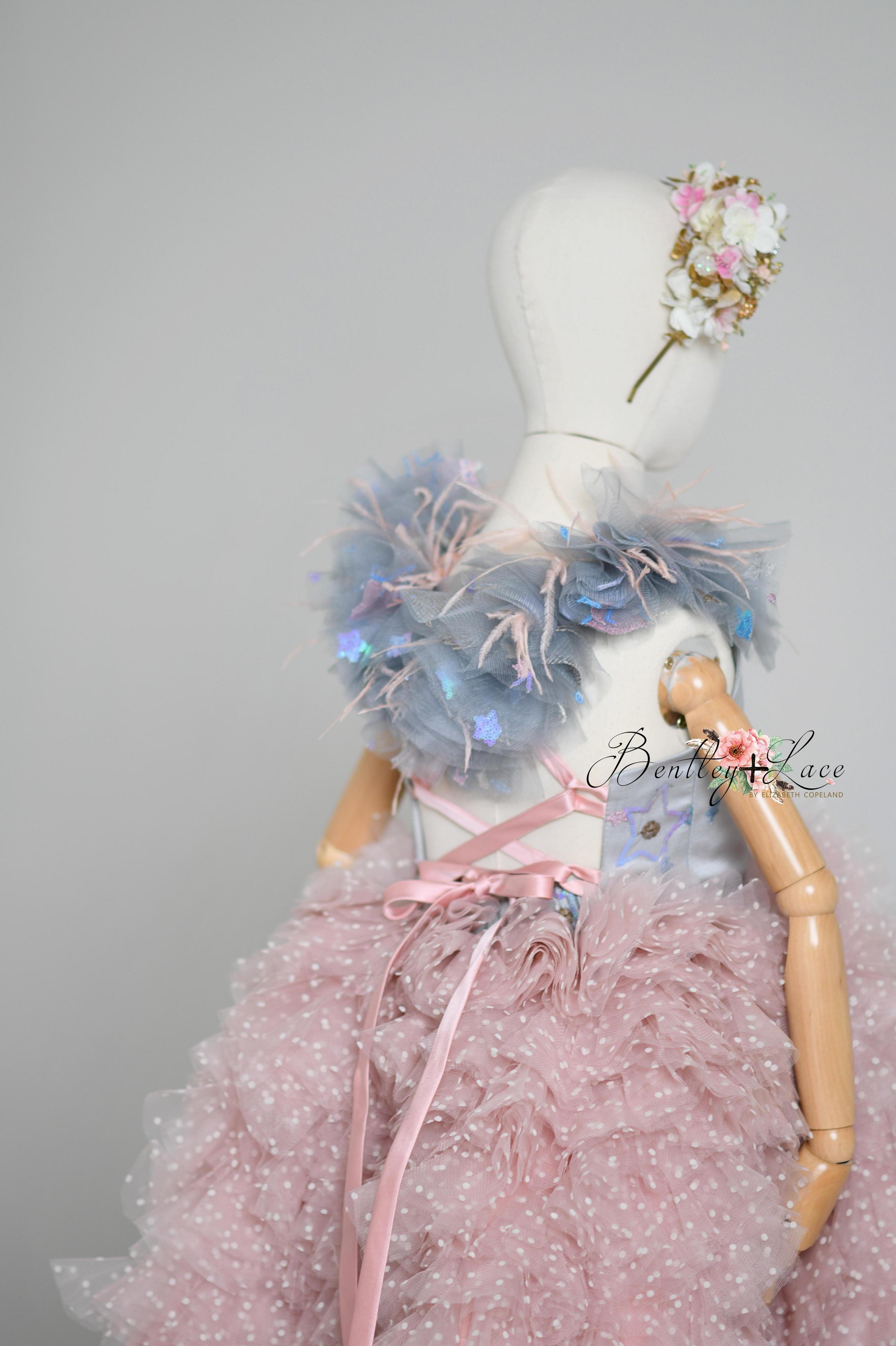 Starlight Princess "All That Shimmers " - Petal length dress + detachable sleeves ( 6 Year - 7 Year)