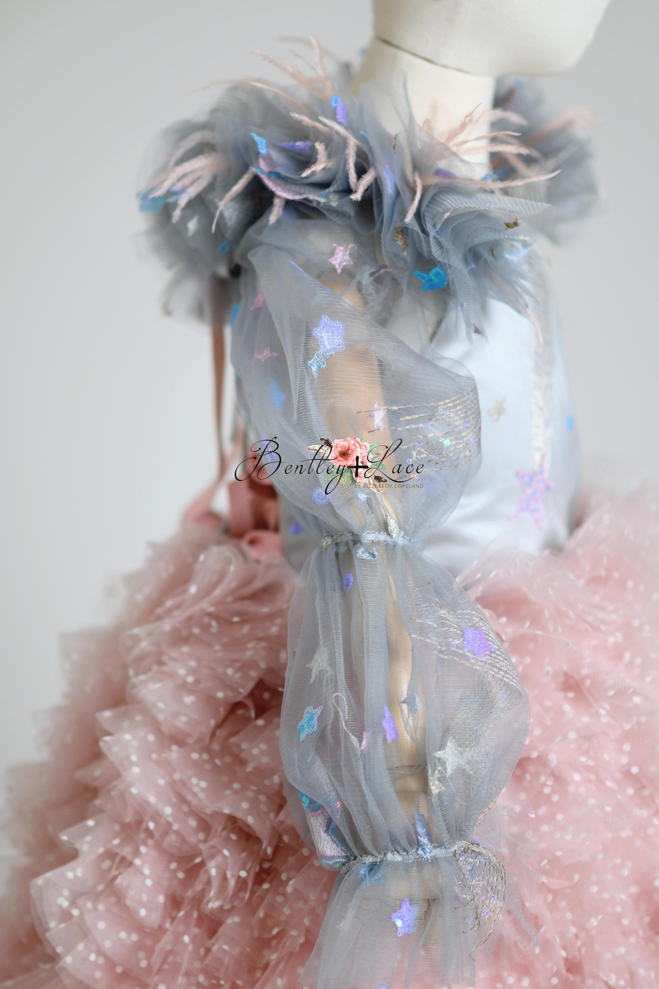 Starlight Princess "All That Shimmers " - Petal length dress + detachable sleeves ( 6 Year - 7 Year)