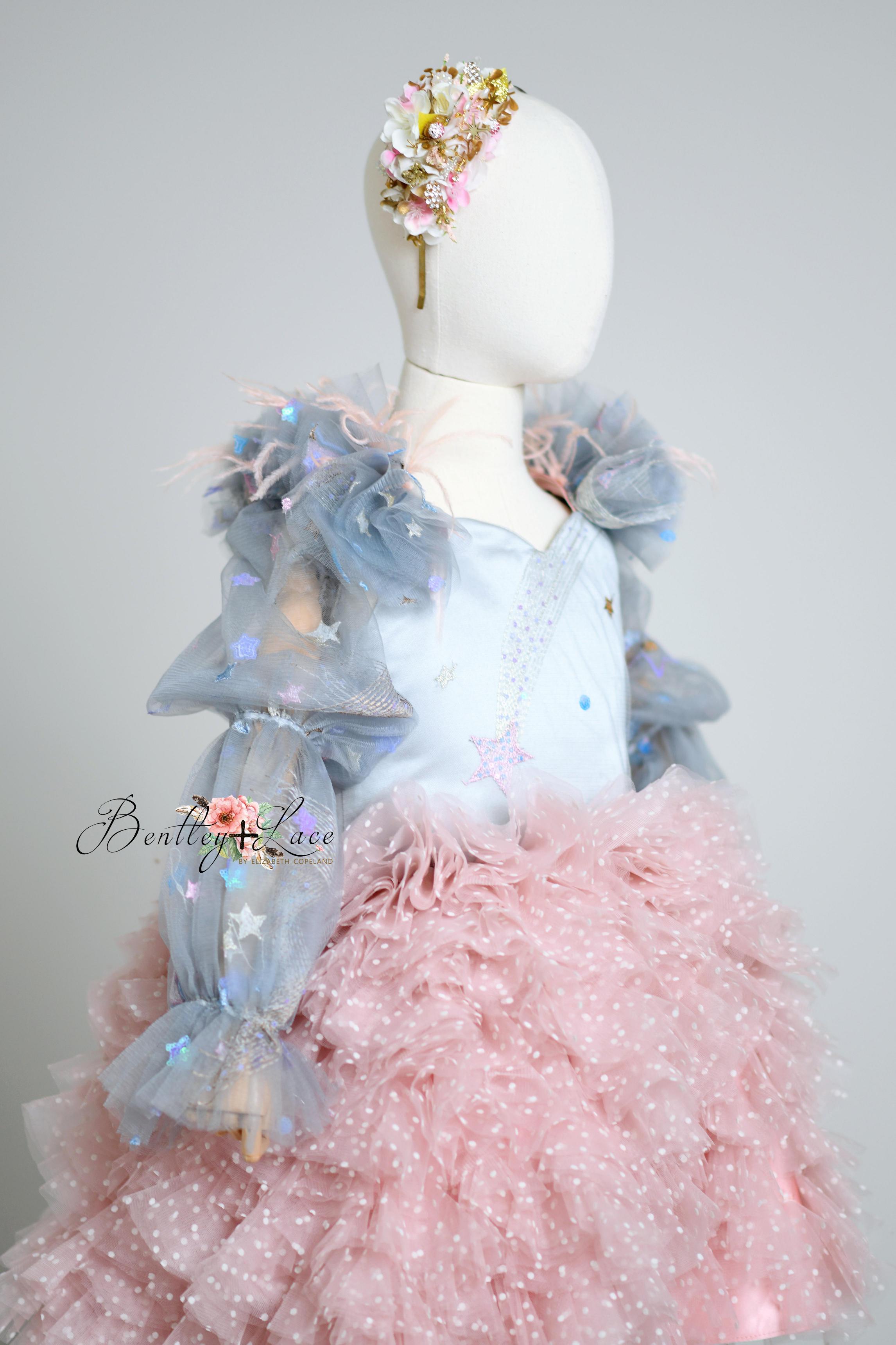 Starlight Princess "All That Shimmers " - Petal length dress + detachable sleeves ( 6 Year - 7 Year)