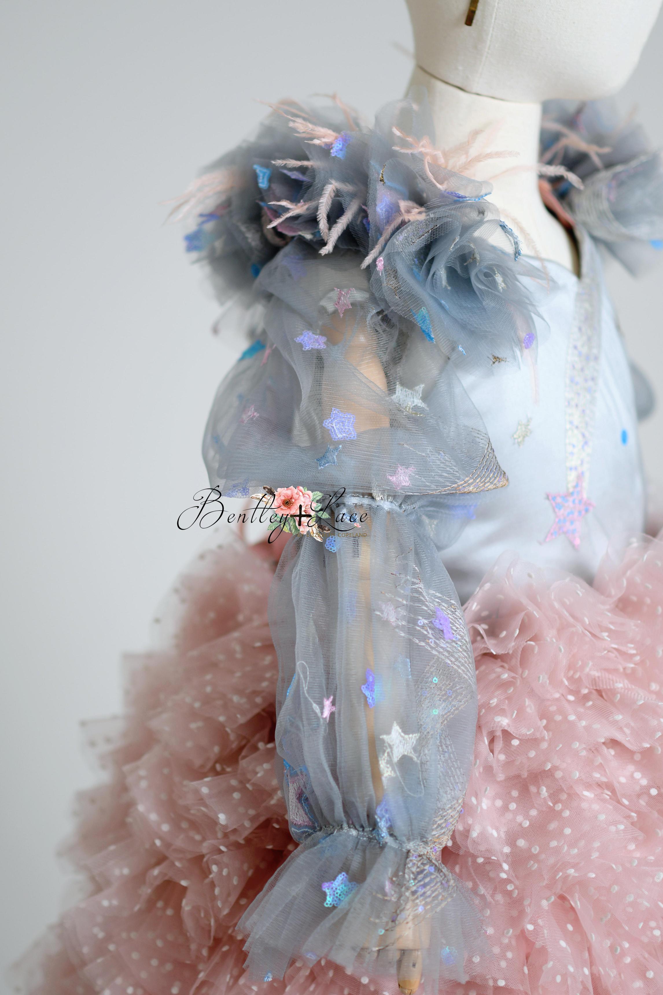 Starlight Princess "All That Shimmers " - Petal length dress + detachable sleeves ( 6 Year - 7 Year)