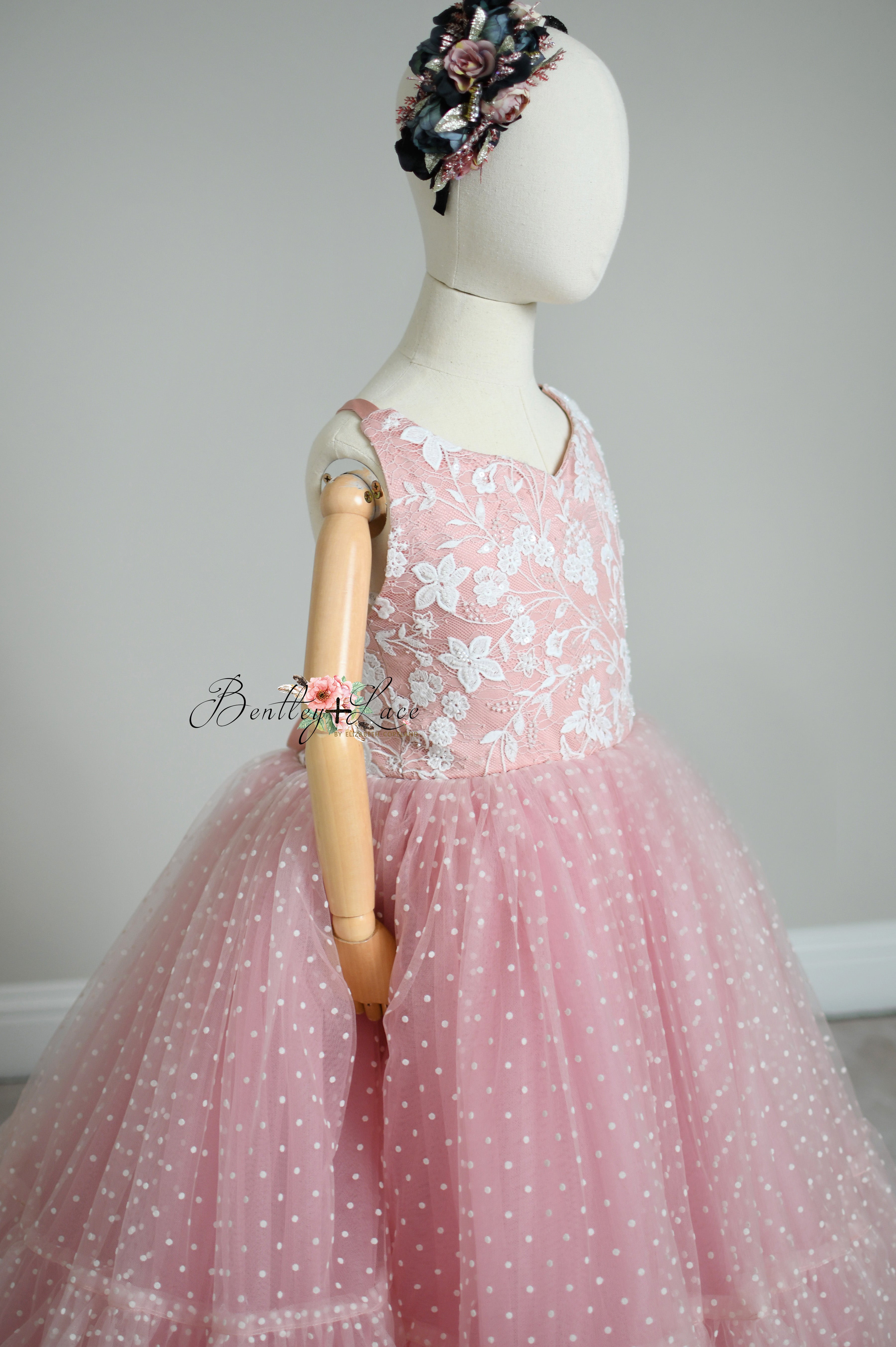 "Dentelle Rose" Floor-Length Dress | Editorial Couture Gown for Special Occasions