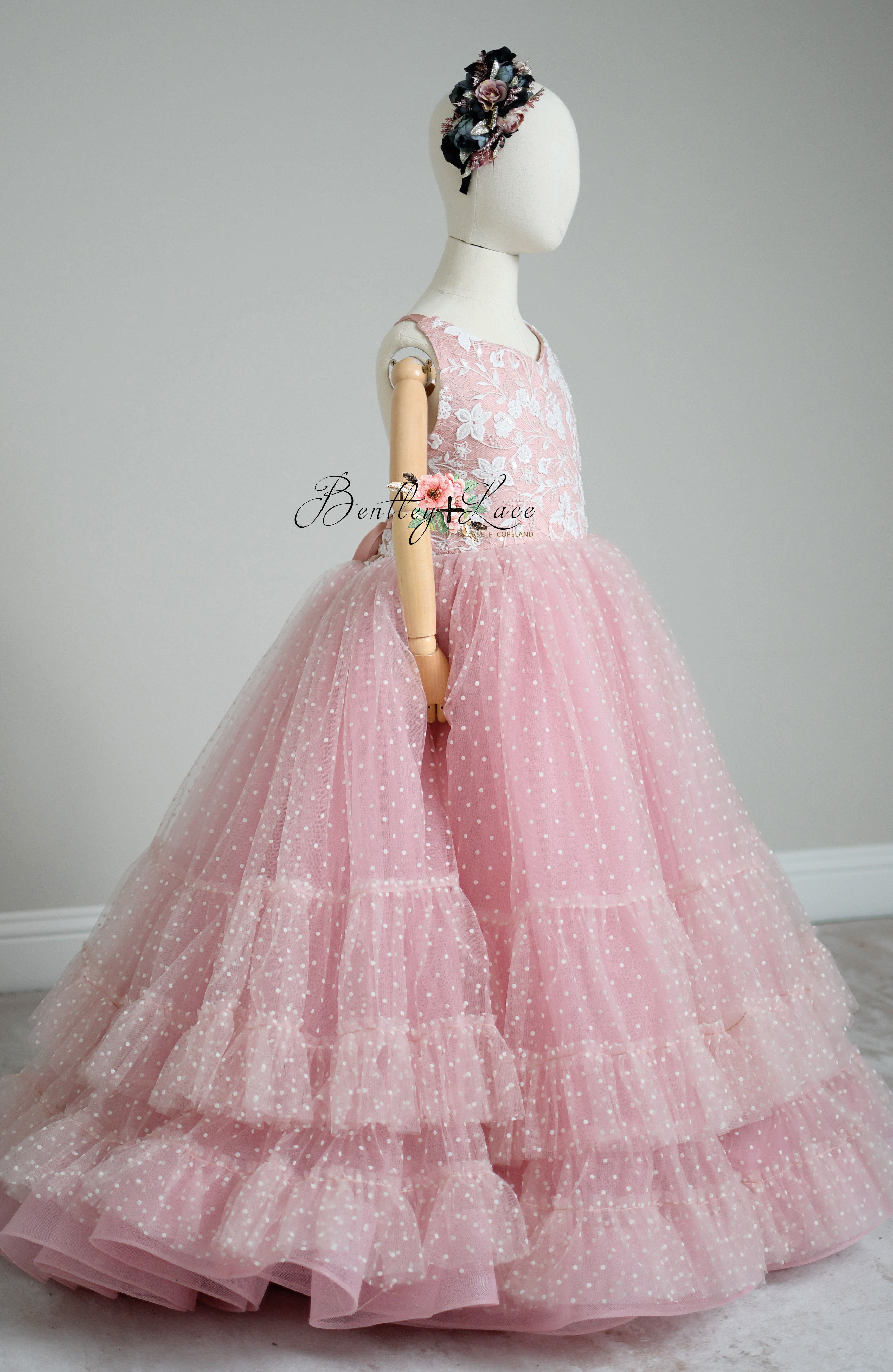 "Dentelle Rose" Floor-Length Dress | Editorial Couture Gown for Special Occasions