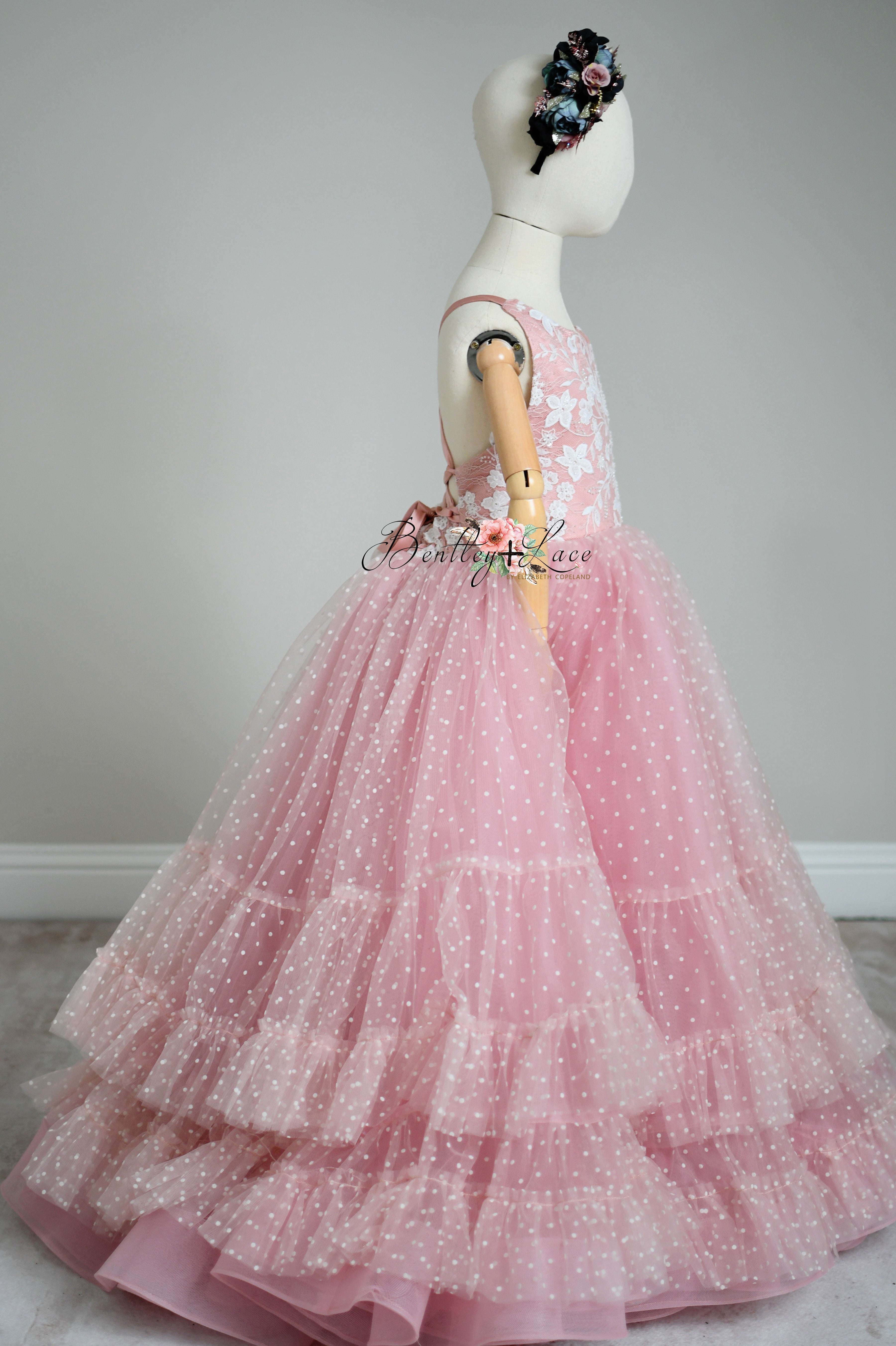 "Dentelle Rose" Floor-Length Dress | Editorial Couture Gown for Special Occasions