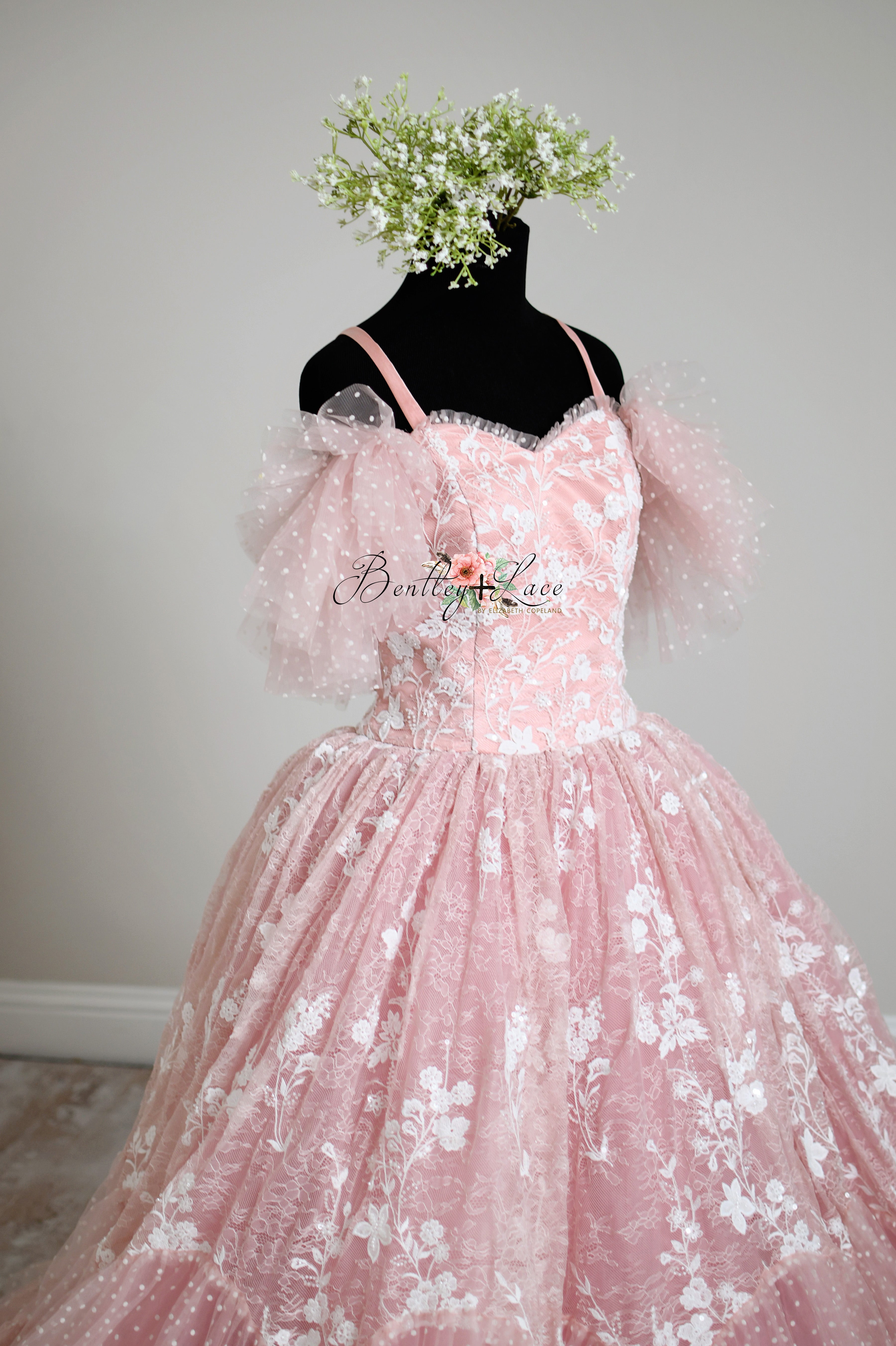 "Dentelle Rose" Floor-Length Dress | Editorial Couture Gown for Special Occasions