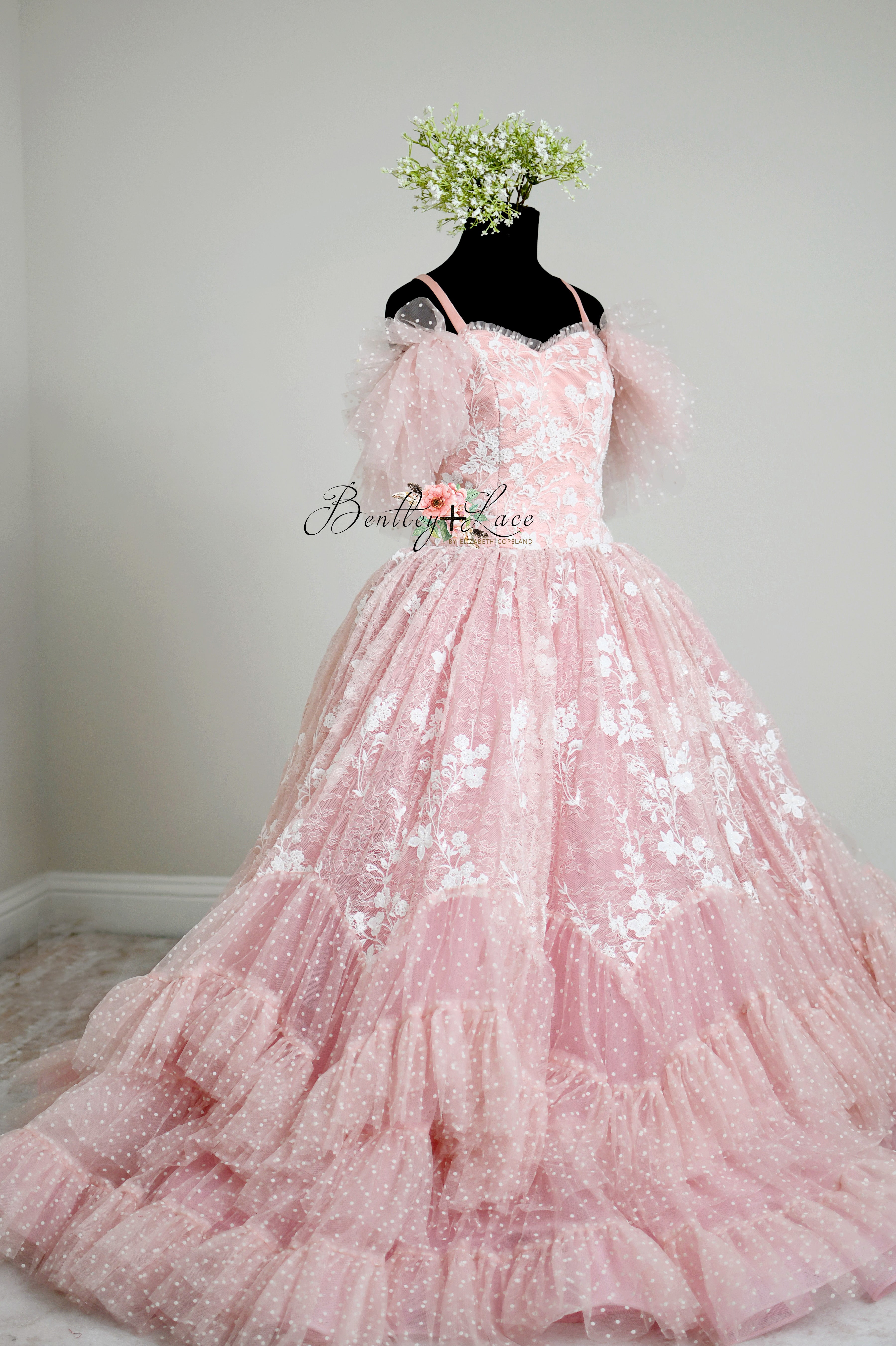 "Dentelle Rose" Floor-Length Dress | Editorial Couture Gown for Special Occasions