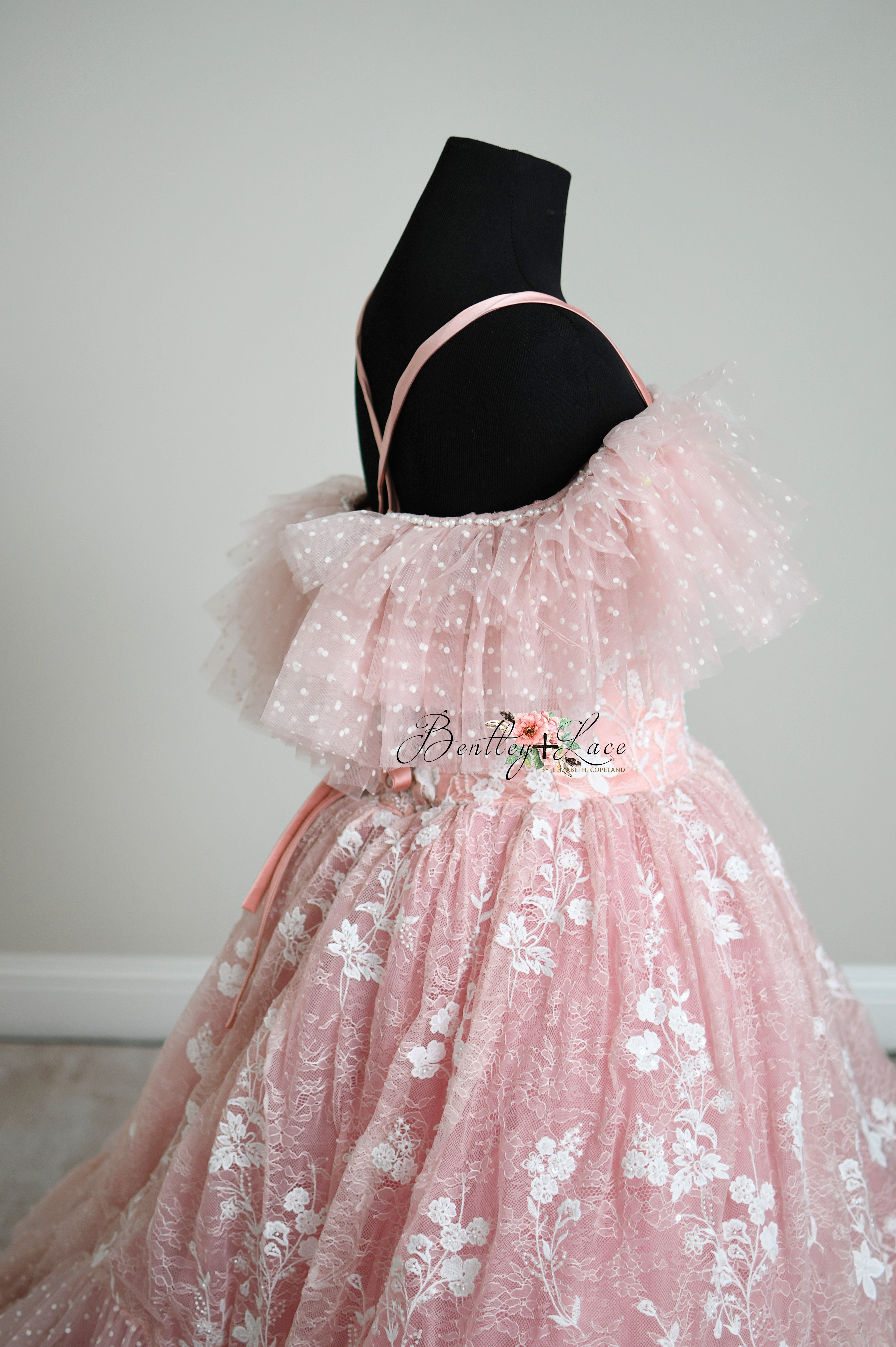 "Dentelle Rose" Floor-Length Dress | Editorial Couture Gown for Special Occasions