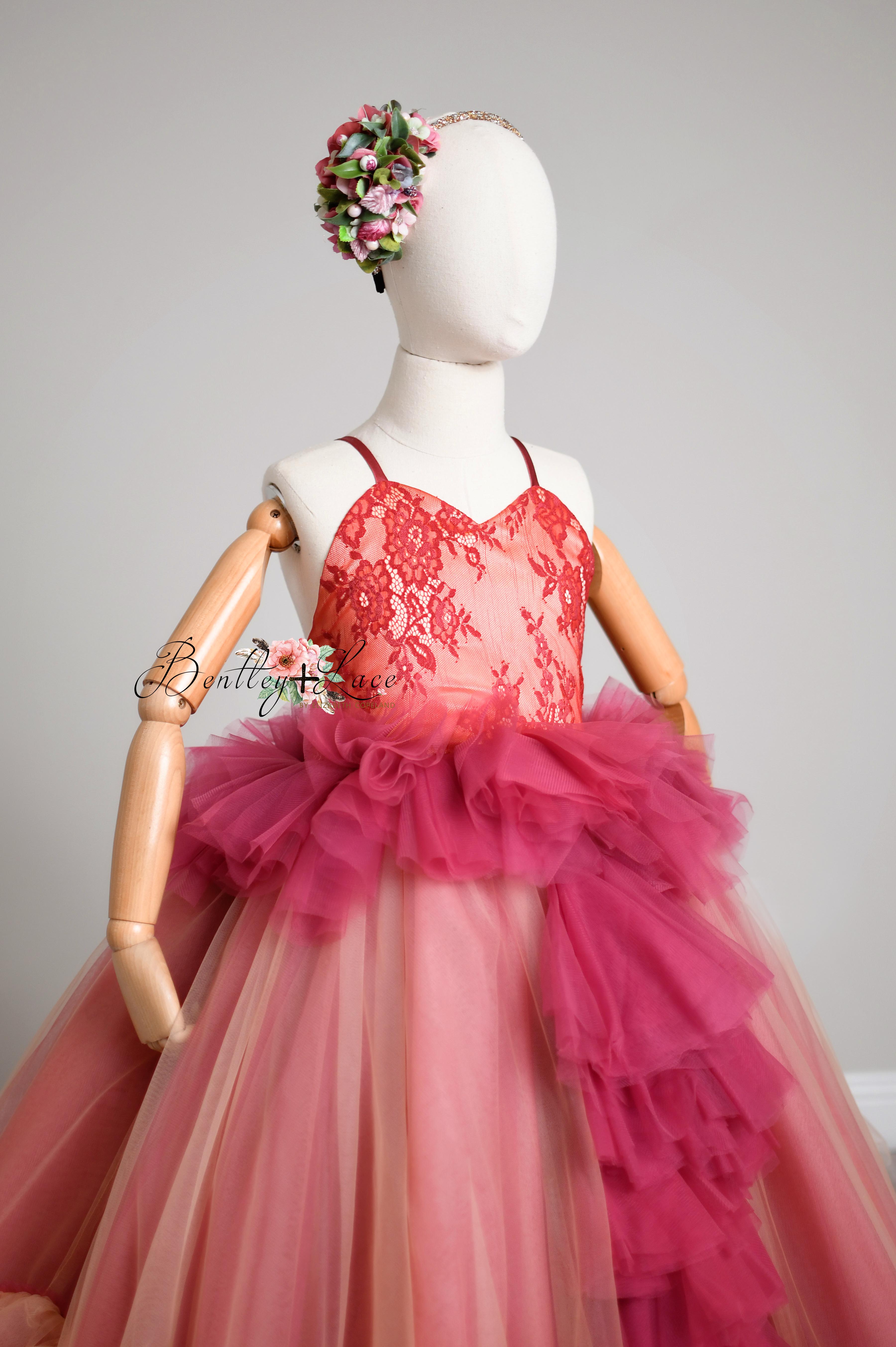 Blush Blossom - Floor Long Couture Rental Gown (6 year-Pettie 8 year)