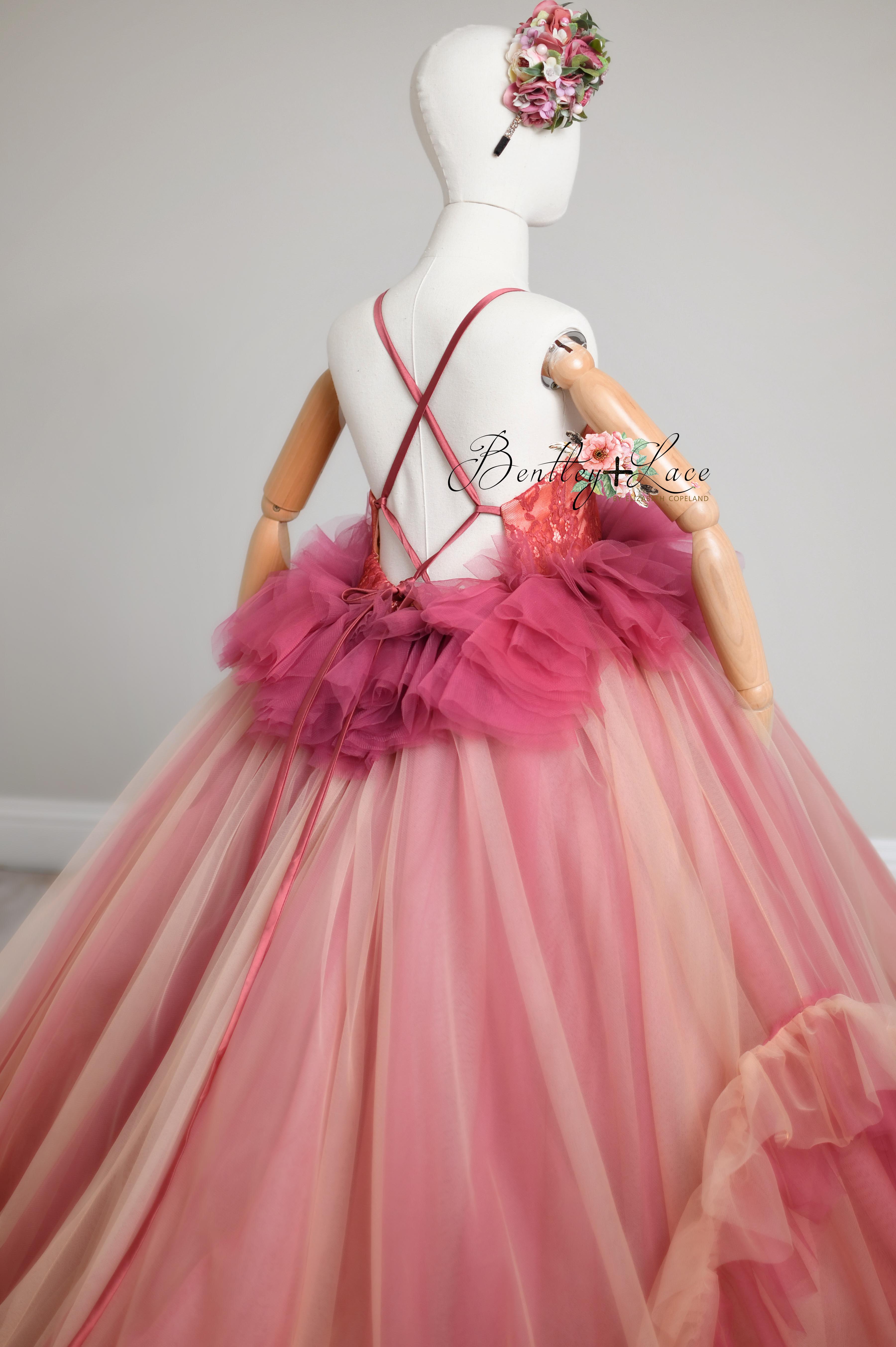 Blush Blossom - Floor Long Couture Rental Gown (6 year-Pettie 8 year)