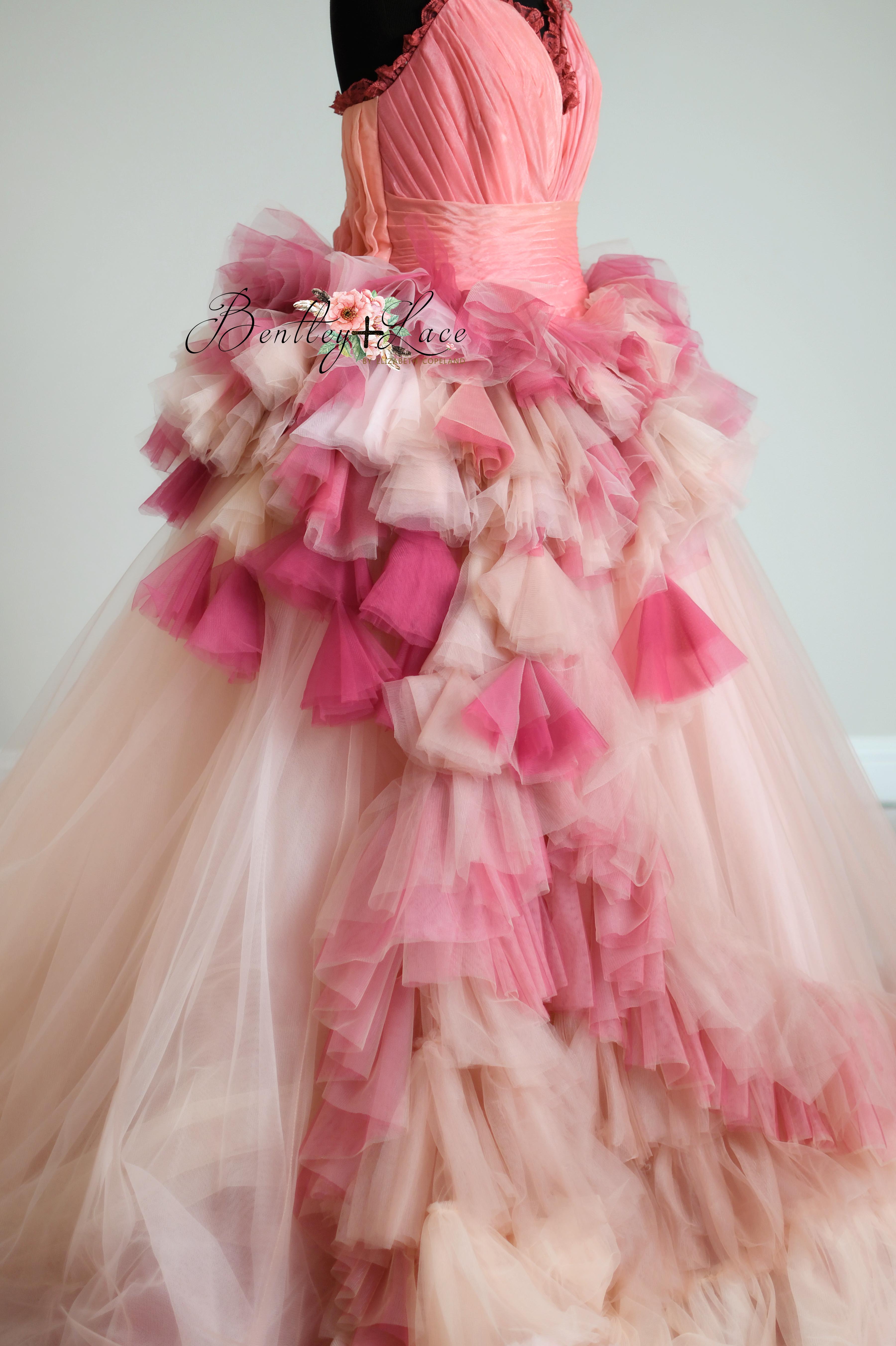 Blush Blossom Floor-Length Couture Gown | Editorial Dress for Special Occasions