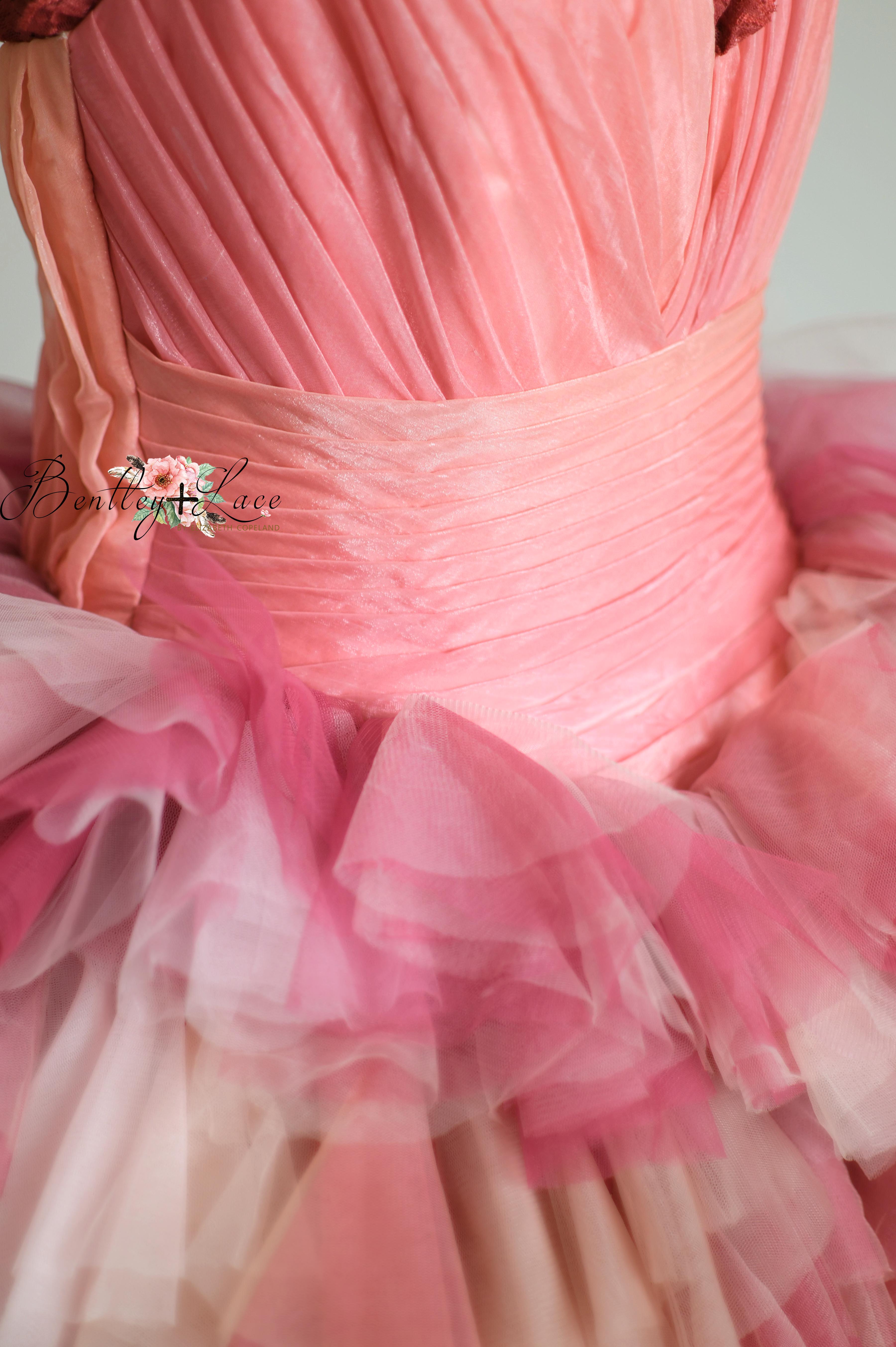 Blush Blossom Floor-Length Couture Gown | Editorial Dress for Special Occasions