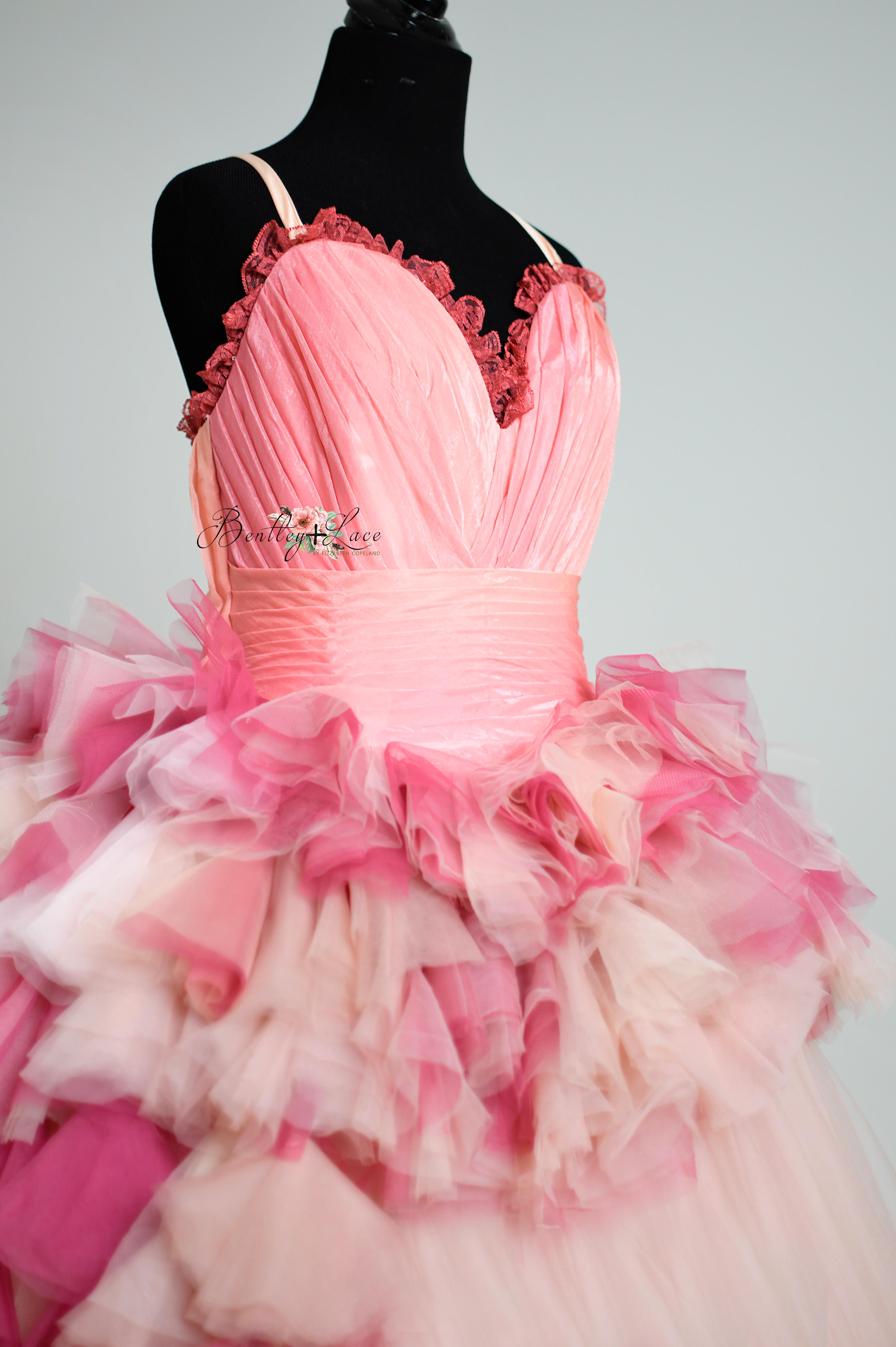 Blush Blossom Floor-Length Couture Gown | Editorial Dress for Special Occasions