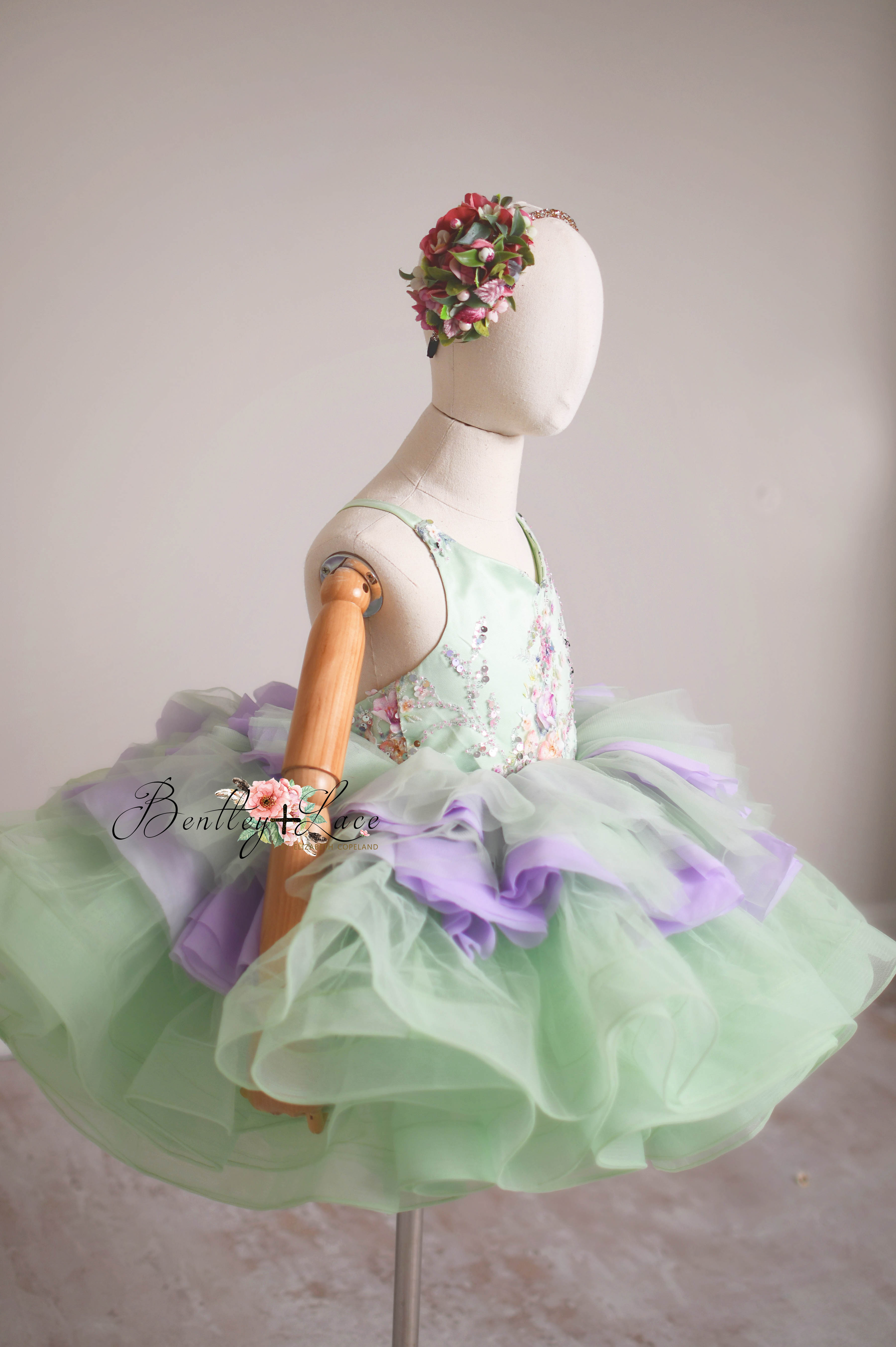 "Meadow Mist " - Petal length dress ( 4 Year - Petite 7)