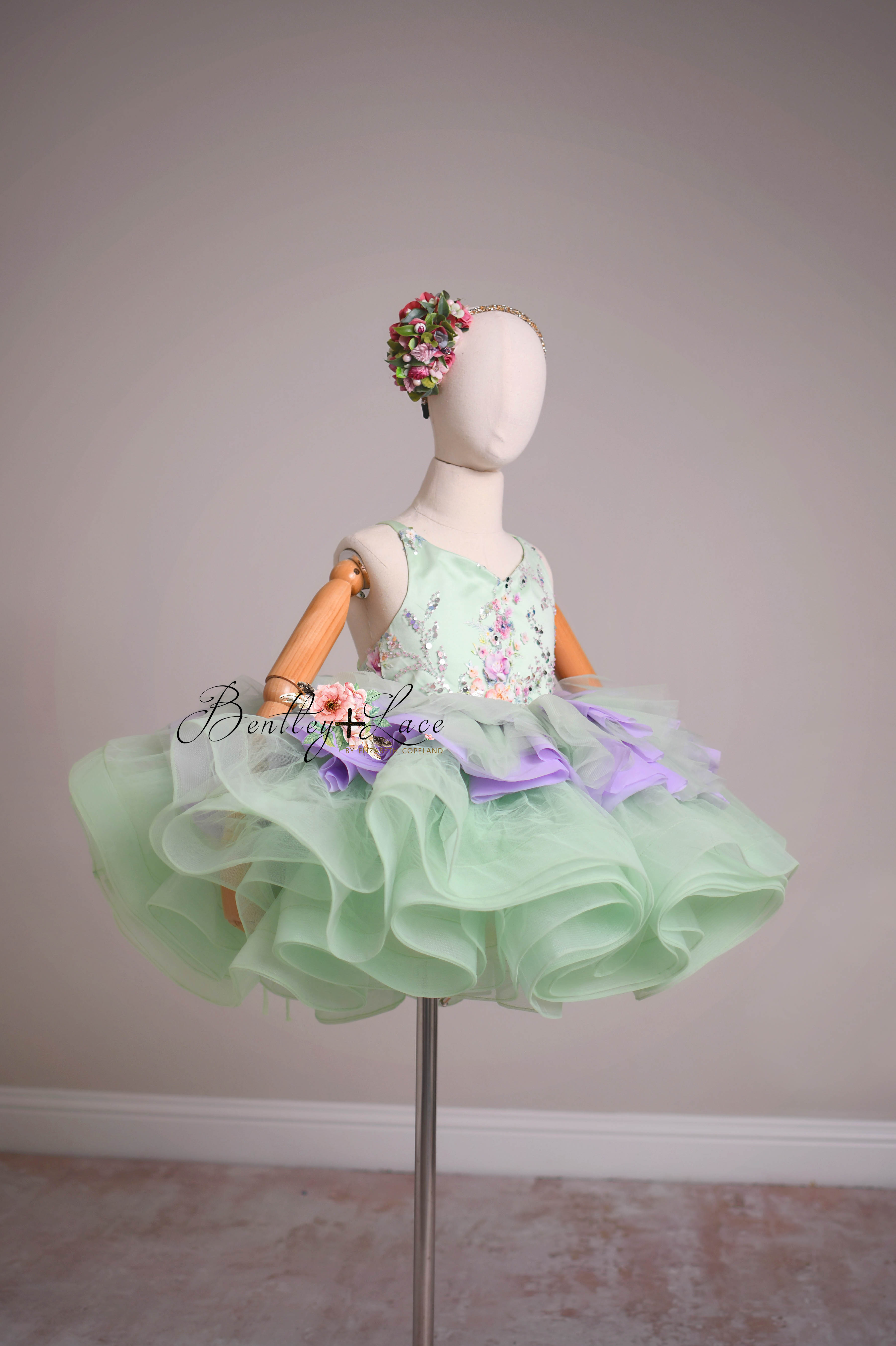 "Meadow Mist " - Petal length dress ( 4 Year - Petite 7)