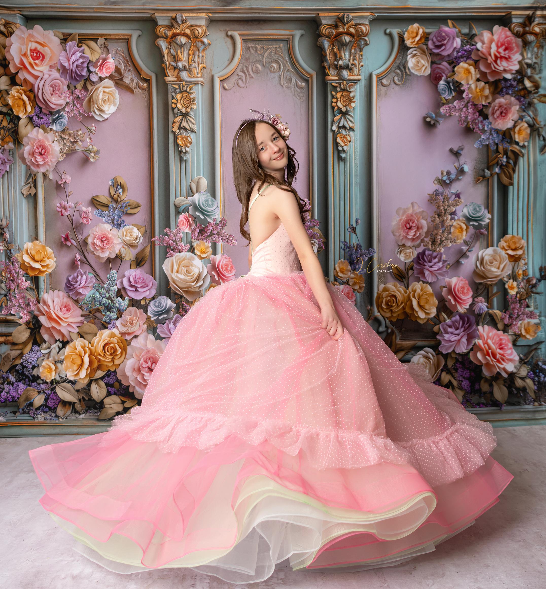 "Close-up of the elastic waistband on the Swish Dot Couture gown, ensuring a secure and comfortable fit for all-day wear."
