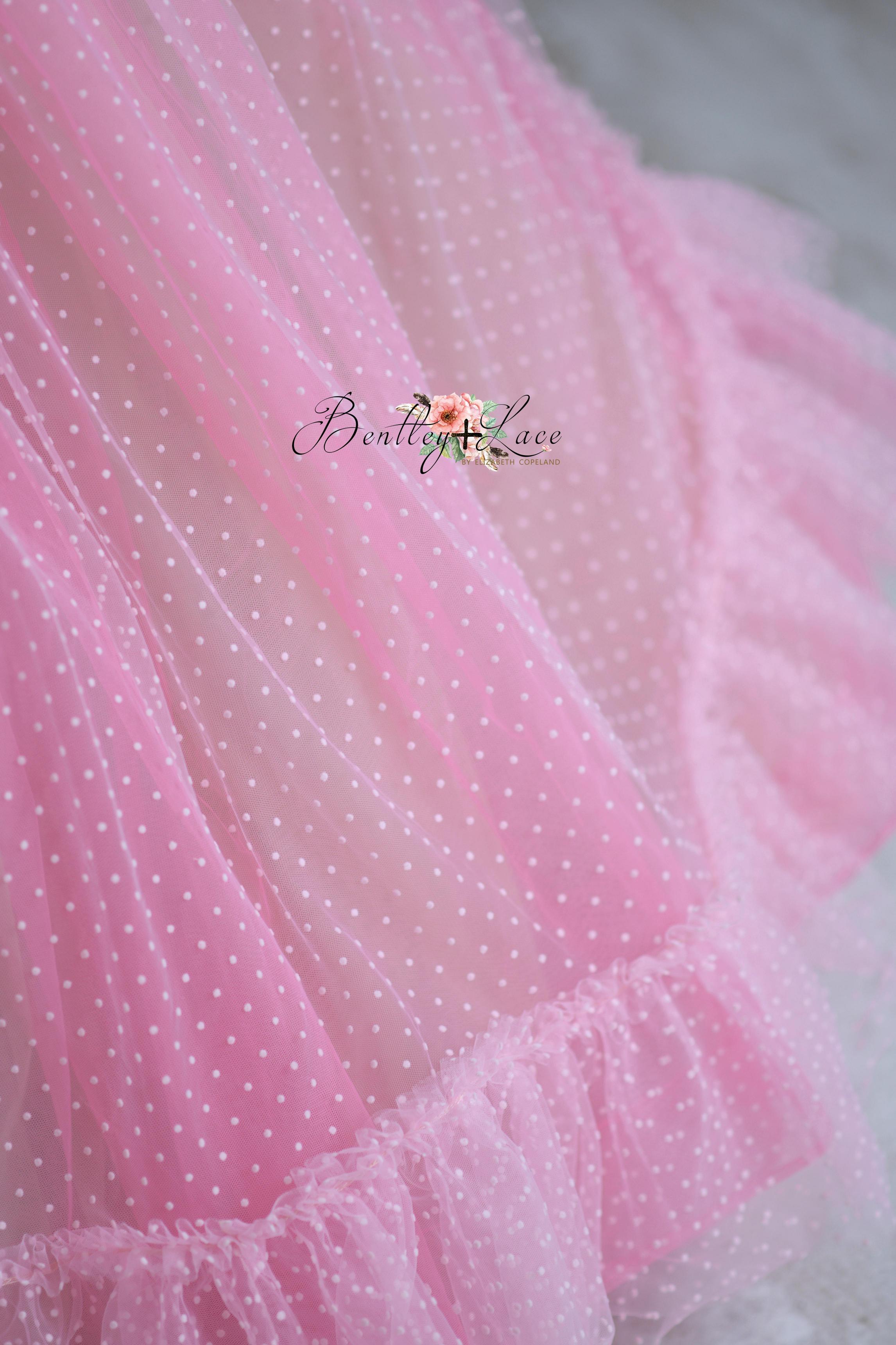 "Swish Dot" Couture Pastel  Floor length gown  ( 8 Year - Petite 11 Year)