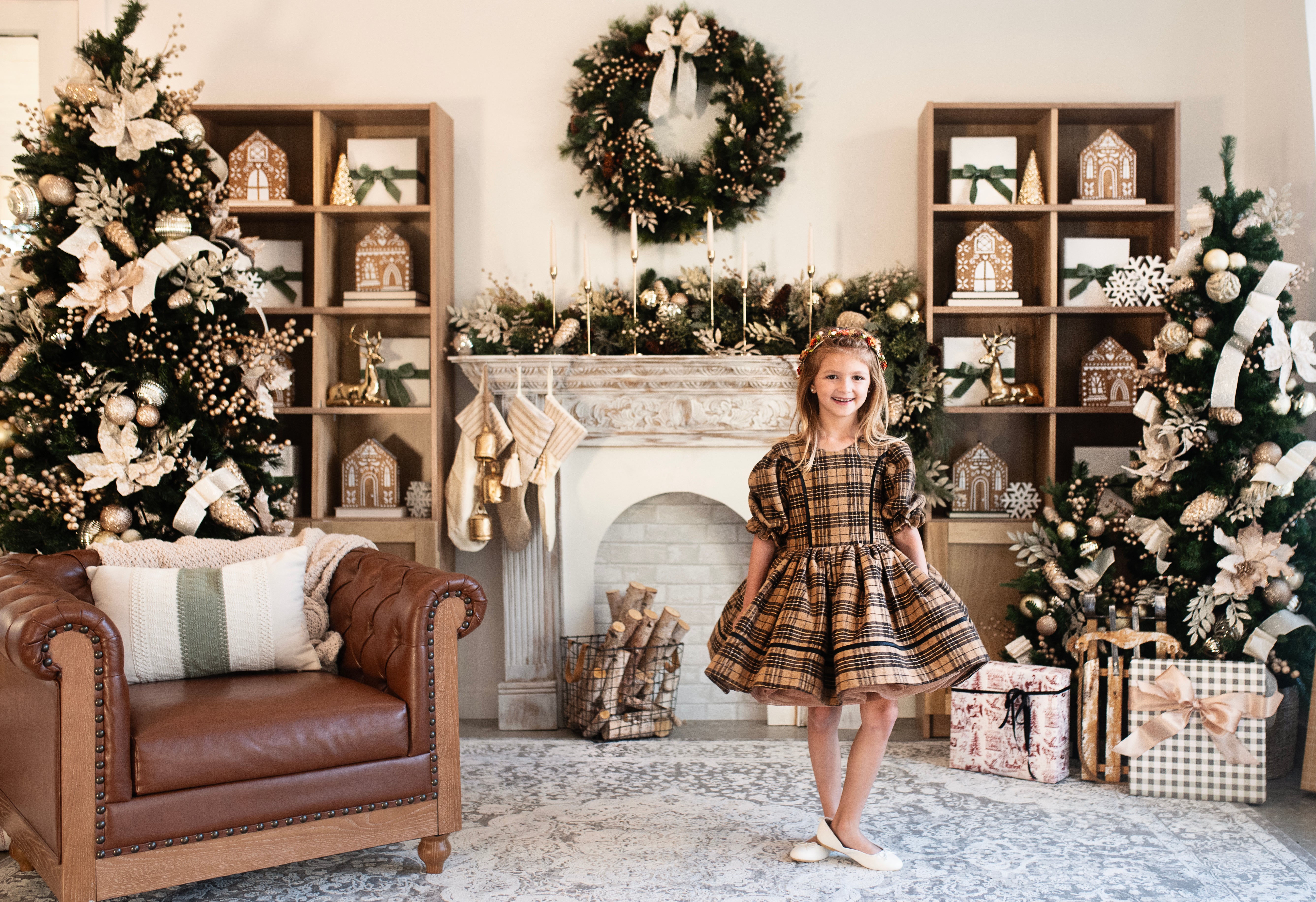 "Sweater Weather" - vintage inspired-tan petal length ( 5 Year - Petite 7 Year)
