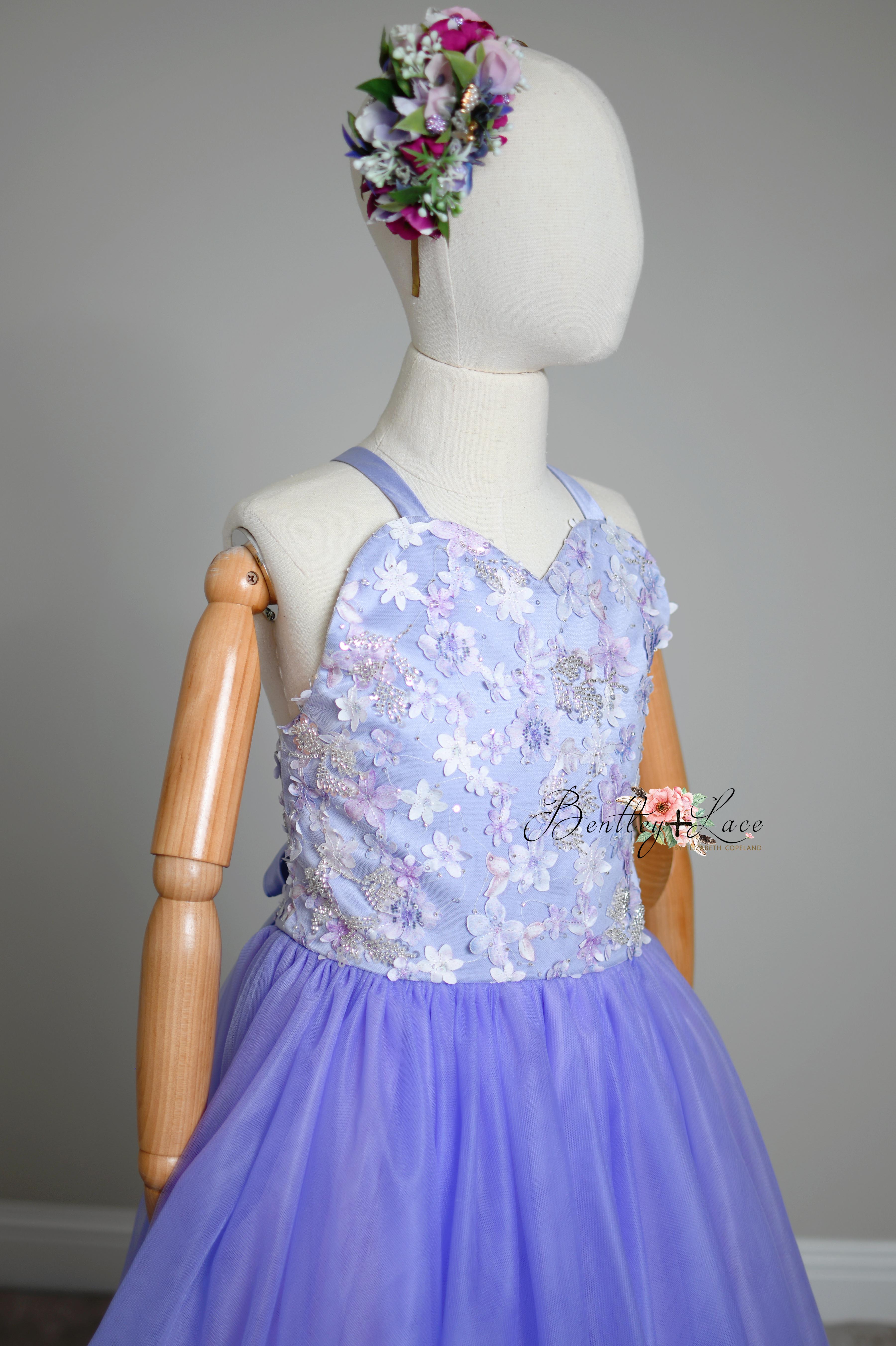 "Orchid Radiance"- Floor length gown + Cape (10 year- 13 year)