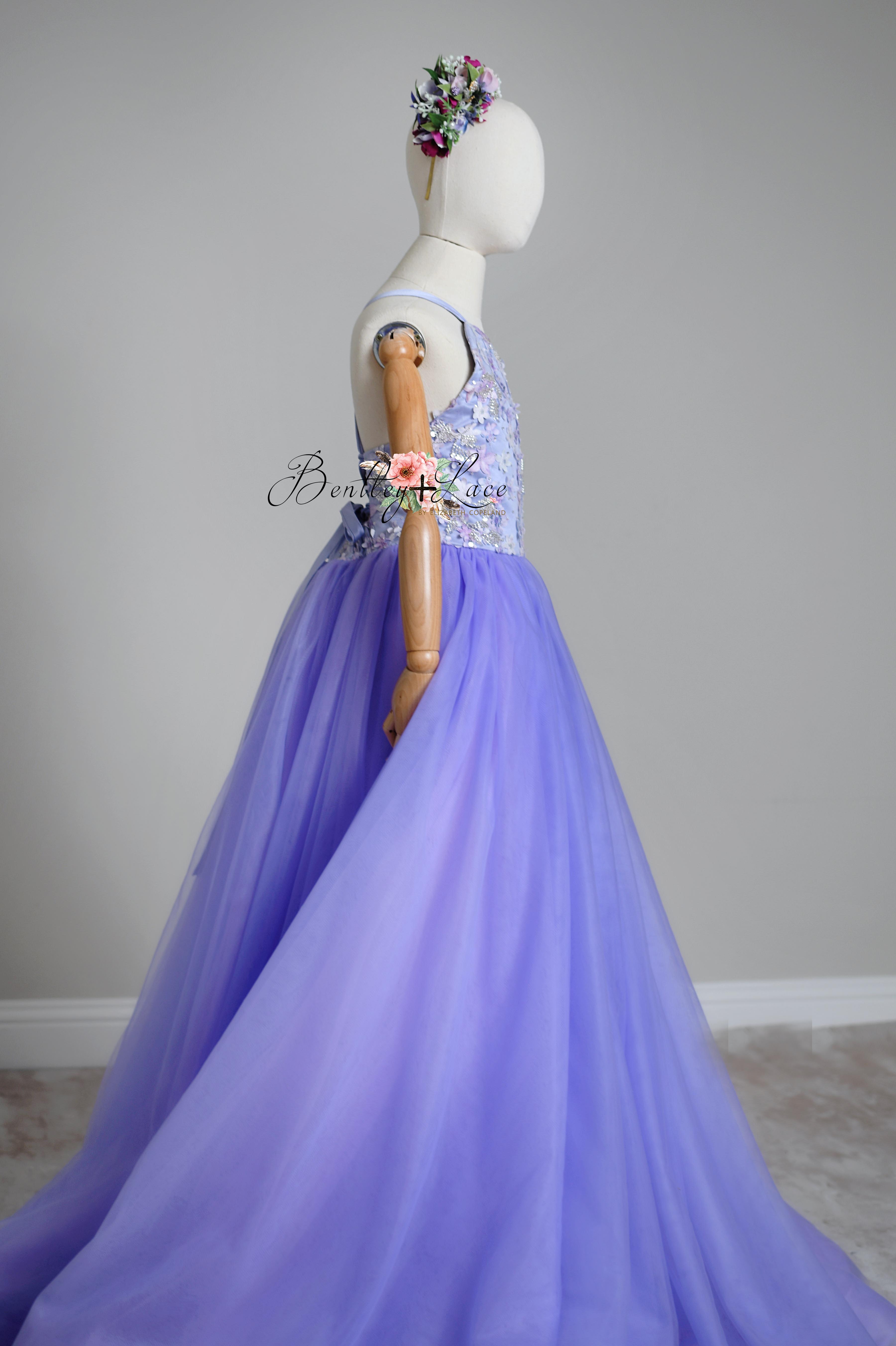 "Orchid Radiance"- Floor length gown + Cape (10 year- 13 year)