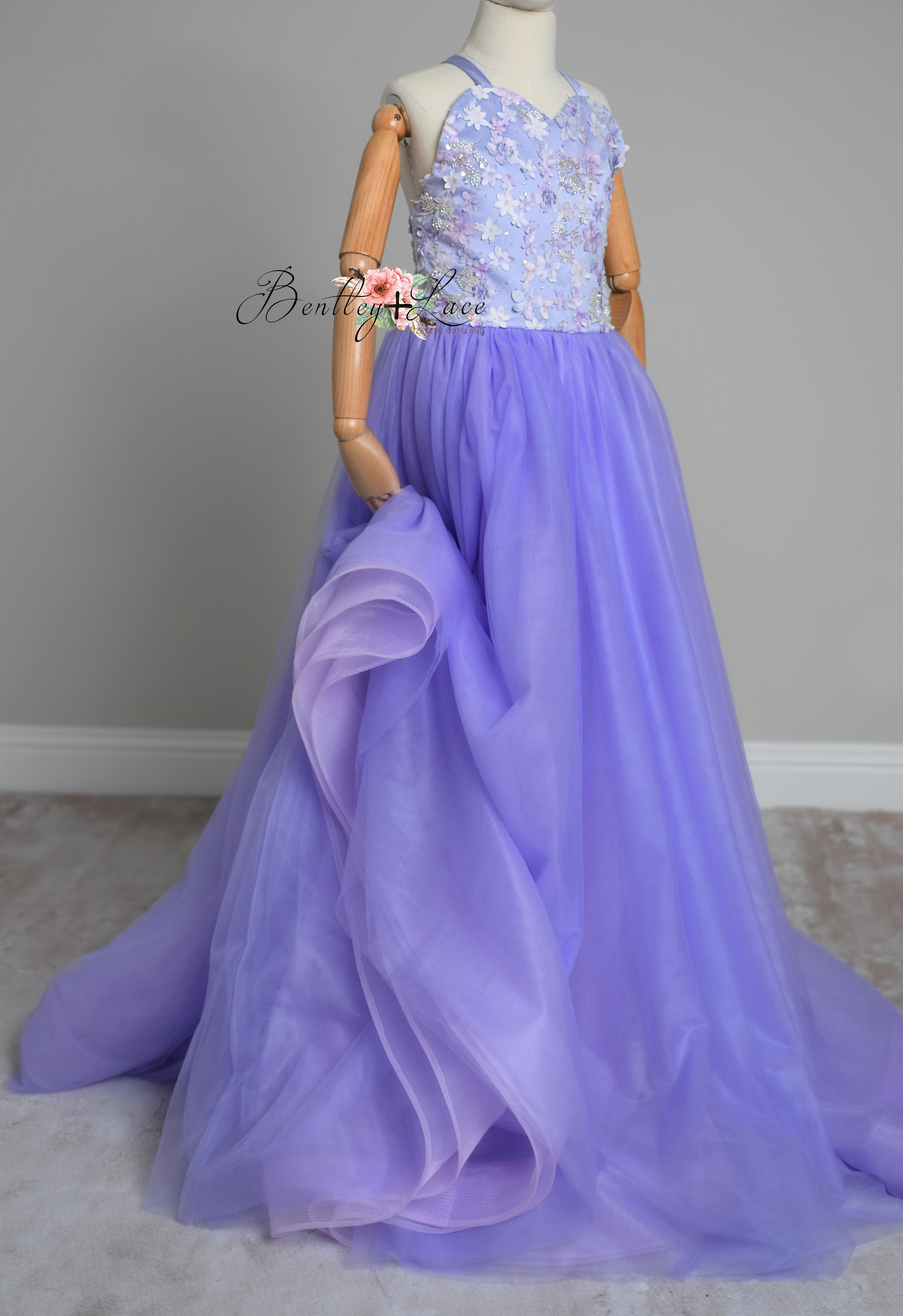 "Orchid Radiance"- Floor length gown + Cape (10 year- 13 year)